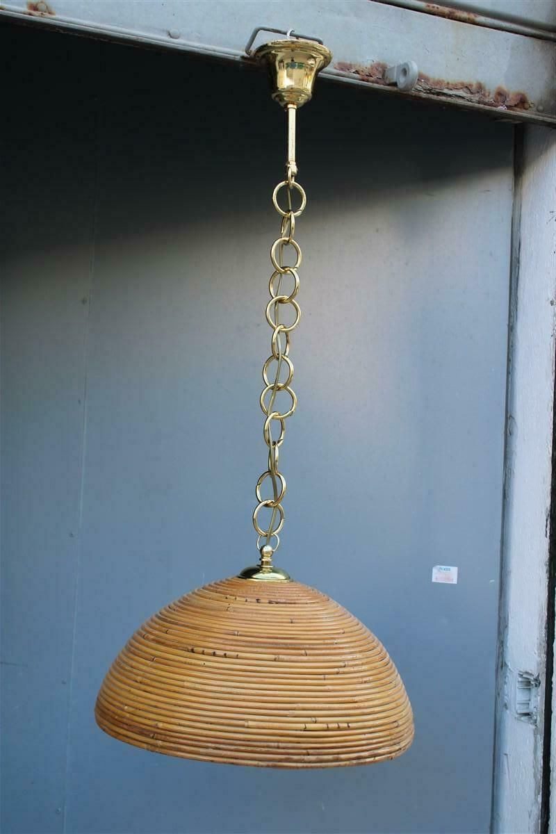 Round Bamboo Chandelier Brass Parts 1970s Made In Italy photo furniture
