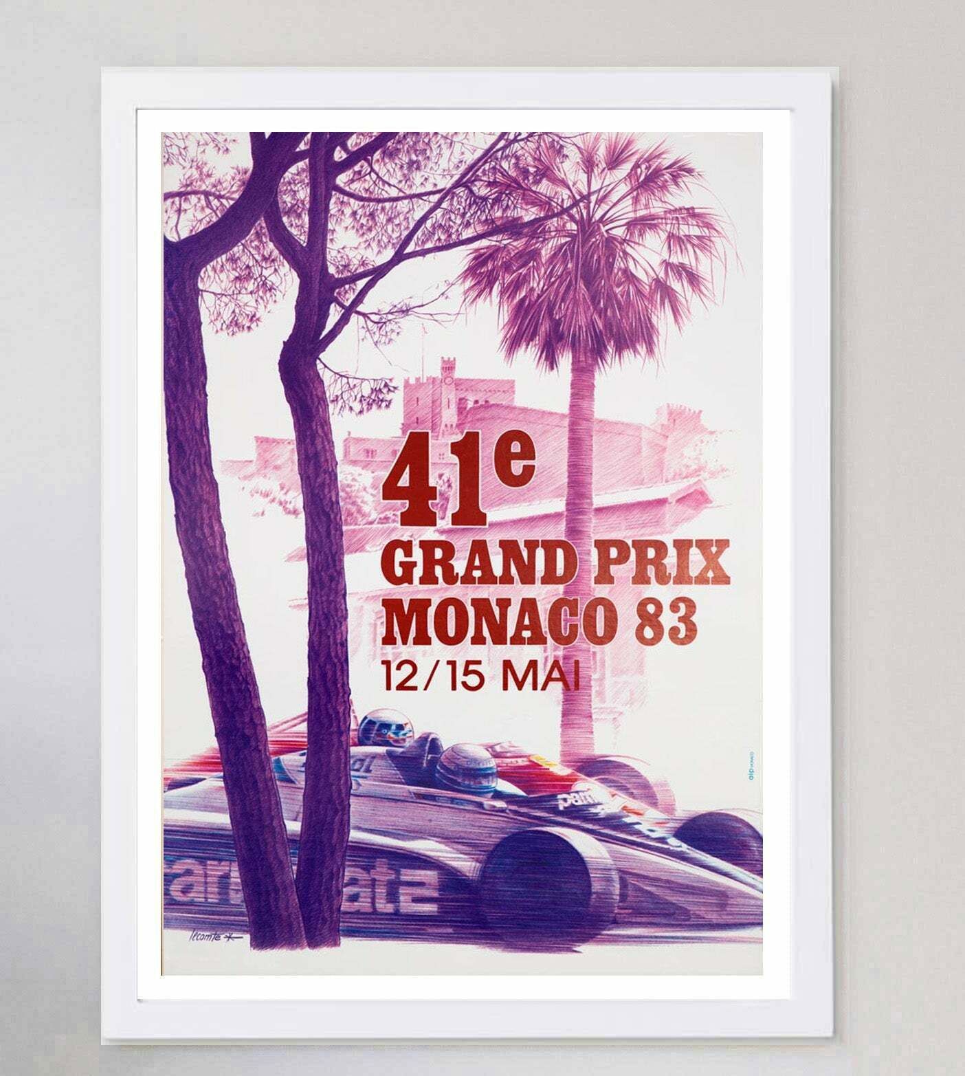 1983 Monaco Grand Prix Original Vintage Poster photo for sale