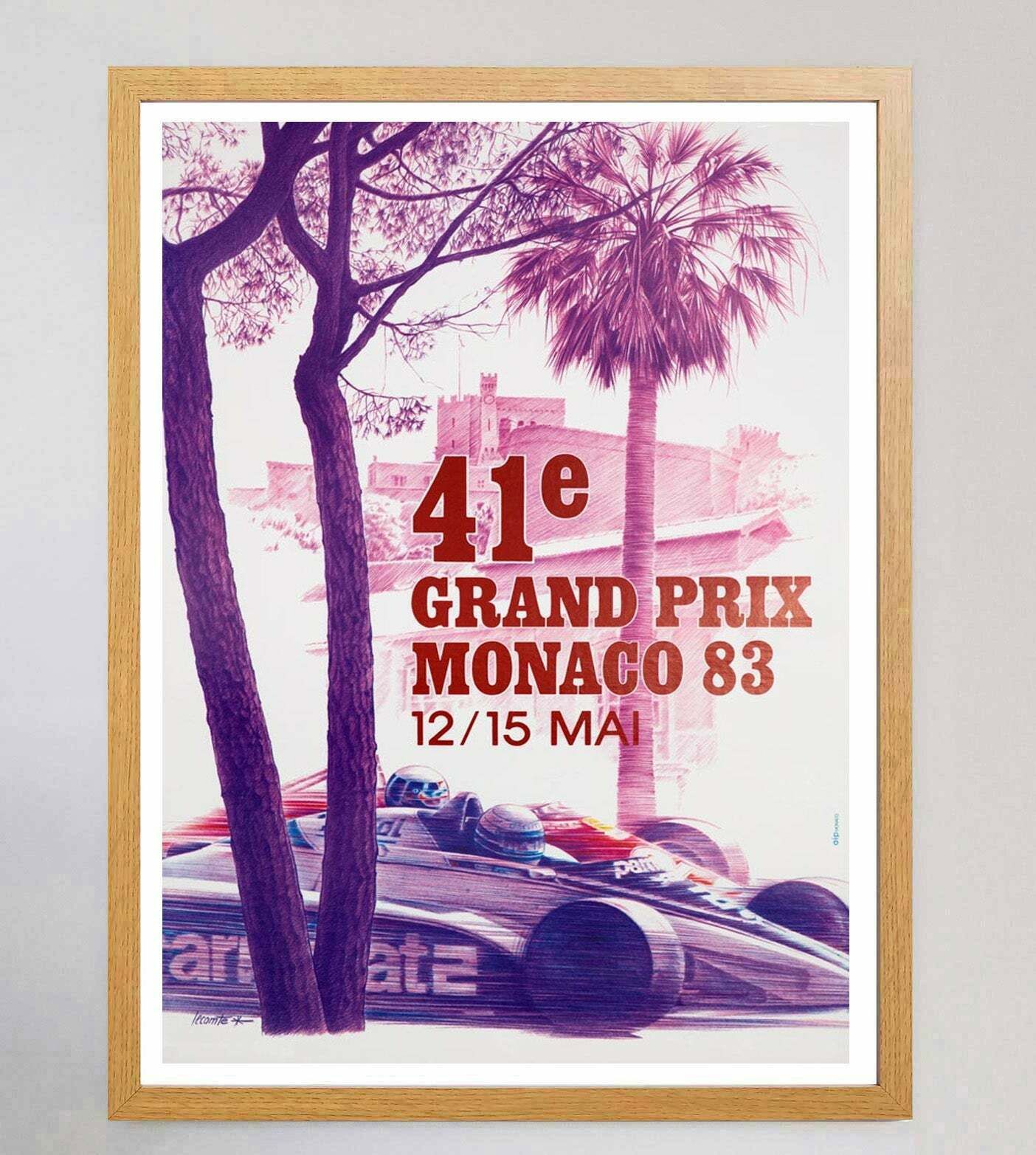 1983 Monaco Grand Prix Original Vintage Poster photo Art