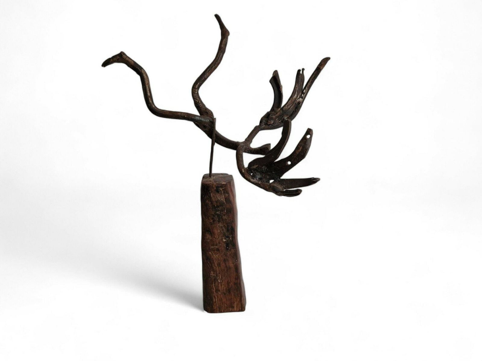 Modernist Icarus Sculpture In Welded Metal By Arthur Azevedo, Contemporary Abstract Zimbabwe Statue, African Art photo furniture