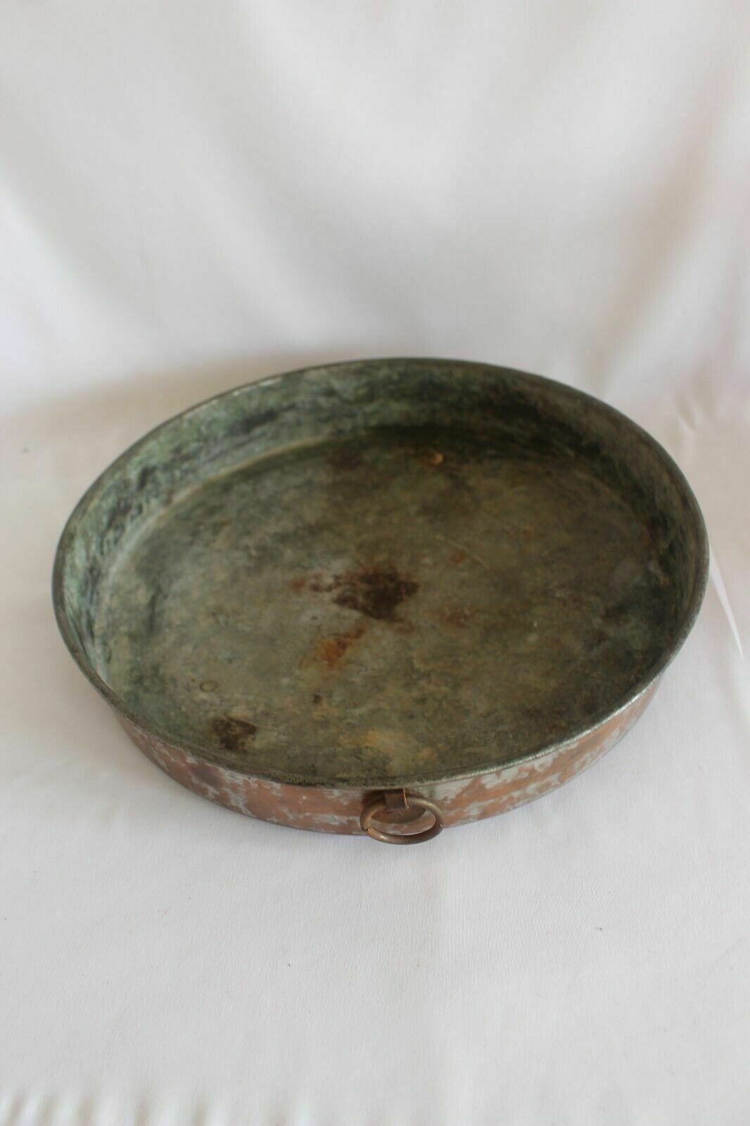 Antique French Copper Escargot/Cake/Frying Pan Old Style Tin Lined 35 Cm photo furniture