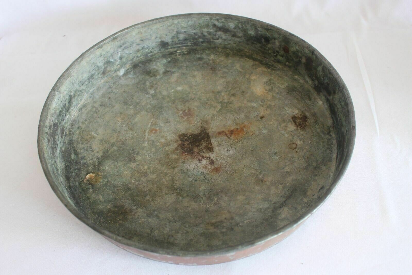 Antique French Copper Escargot/Cake/Frying Pan Old Style Tin Lined 35 Cm photo 55.0