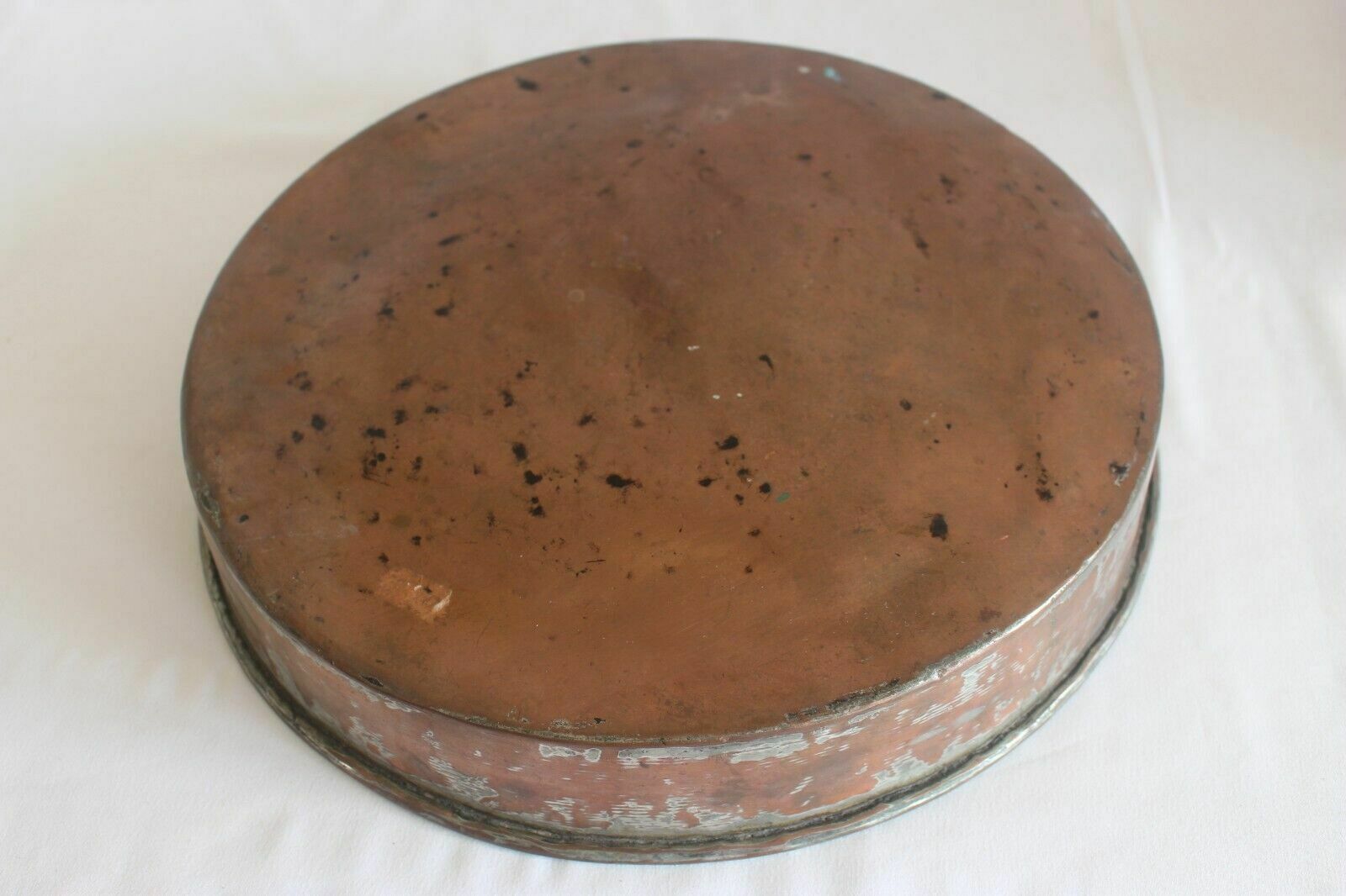 Antique French Copper Escargot/Cake/Frying Pan Old Style Tin Lined 35 Cm photo vinterior