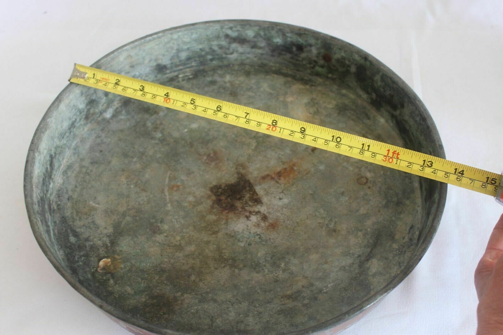 photo for sale Antique French Copper Escargot/Cake/Frying Pan Old Style Tin Lined 35 Cm