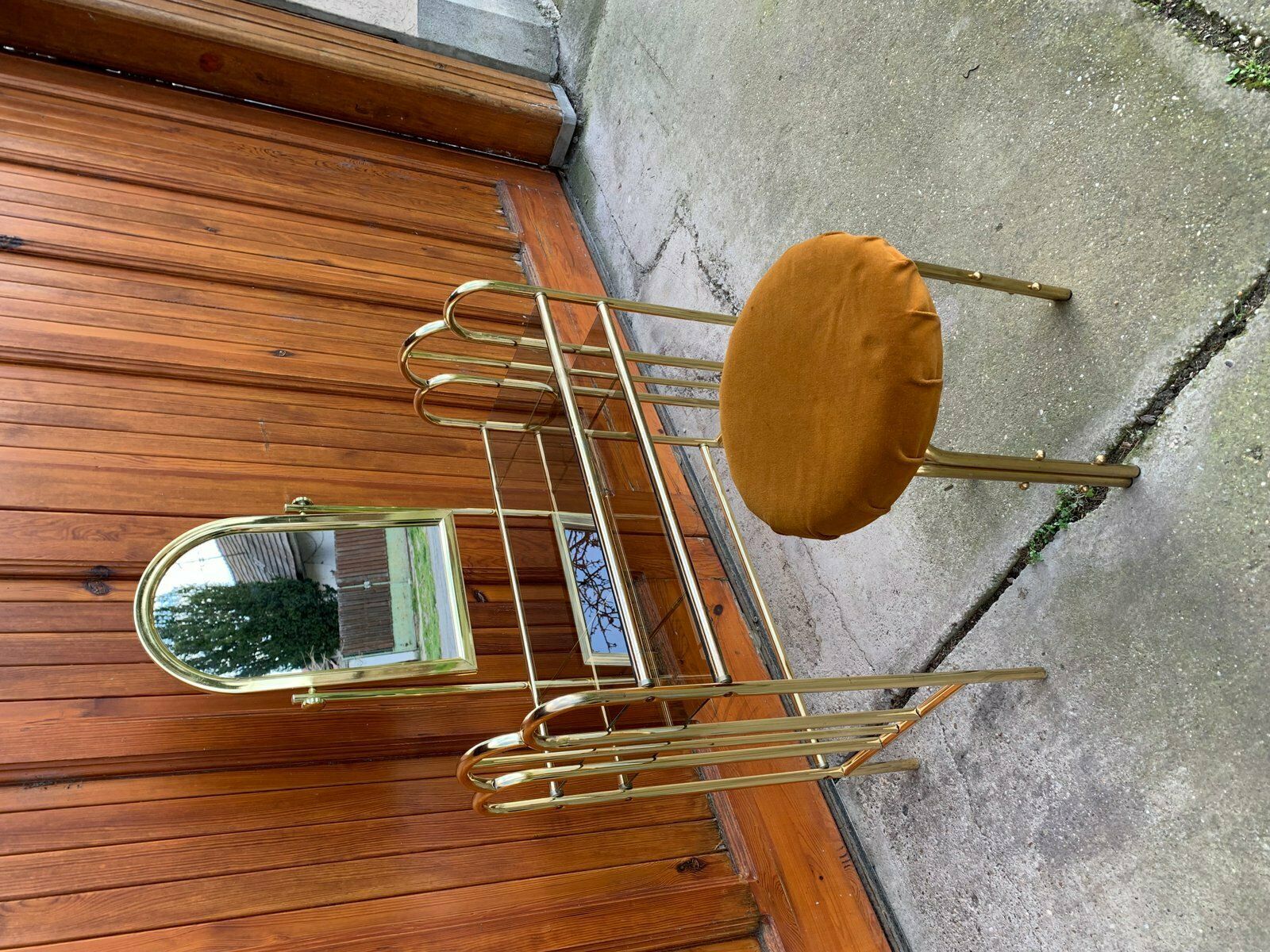 Vintage Dressing Table And Stool In Brass, 1950s, Set Of 2 photo Furniture
