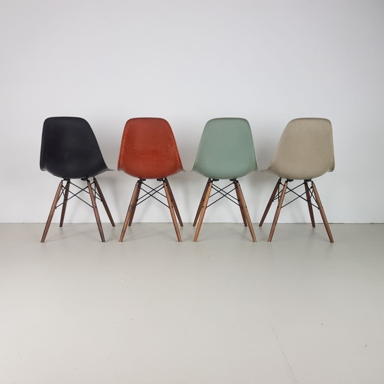 Eames Herman Miller Dsw Side Chairs In Black / Terracotta / Seafoam Green / Light Greige photo buy