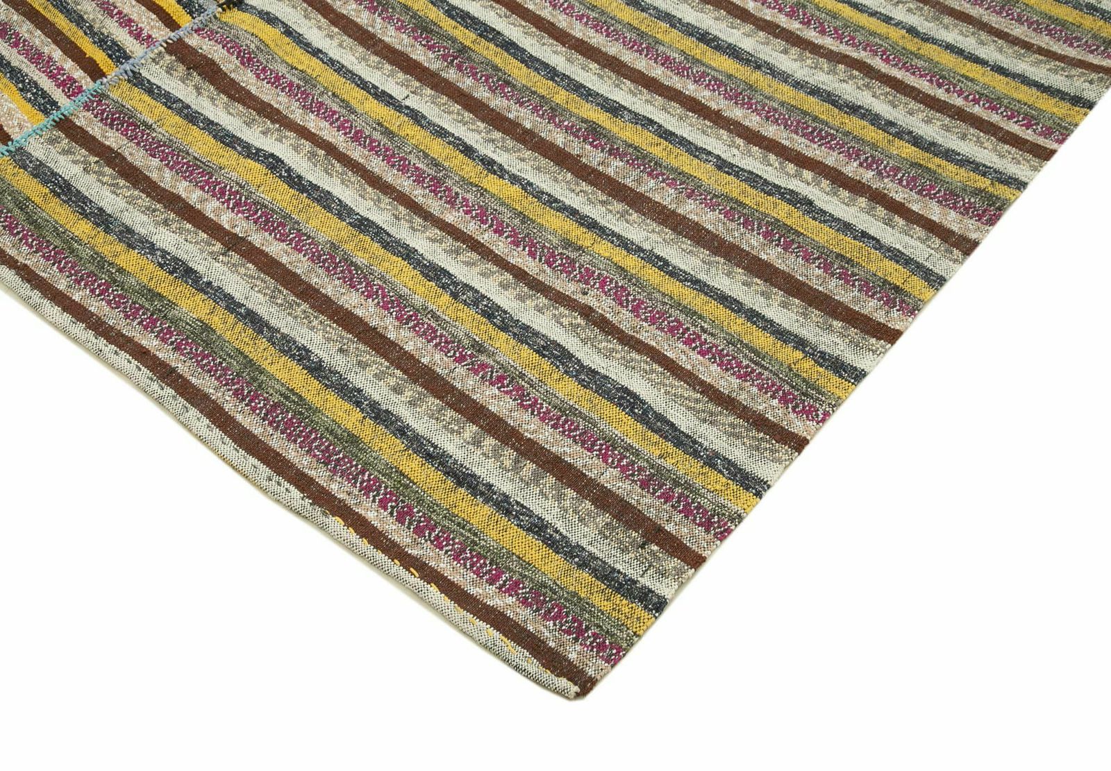 Handmade Vintage Chaput Brown Anatolian Kilim Rug 192 Cm X 305 Cm photo Textiles
