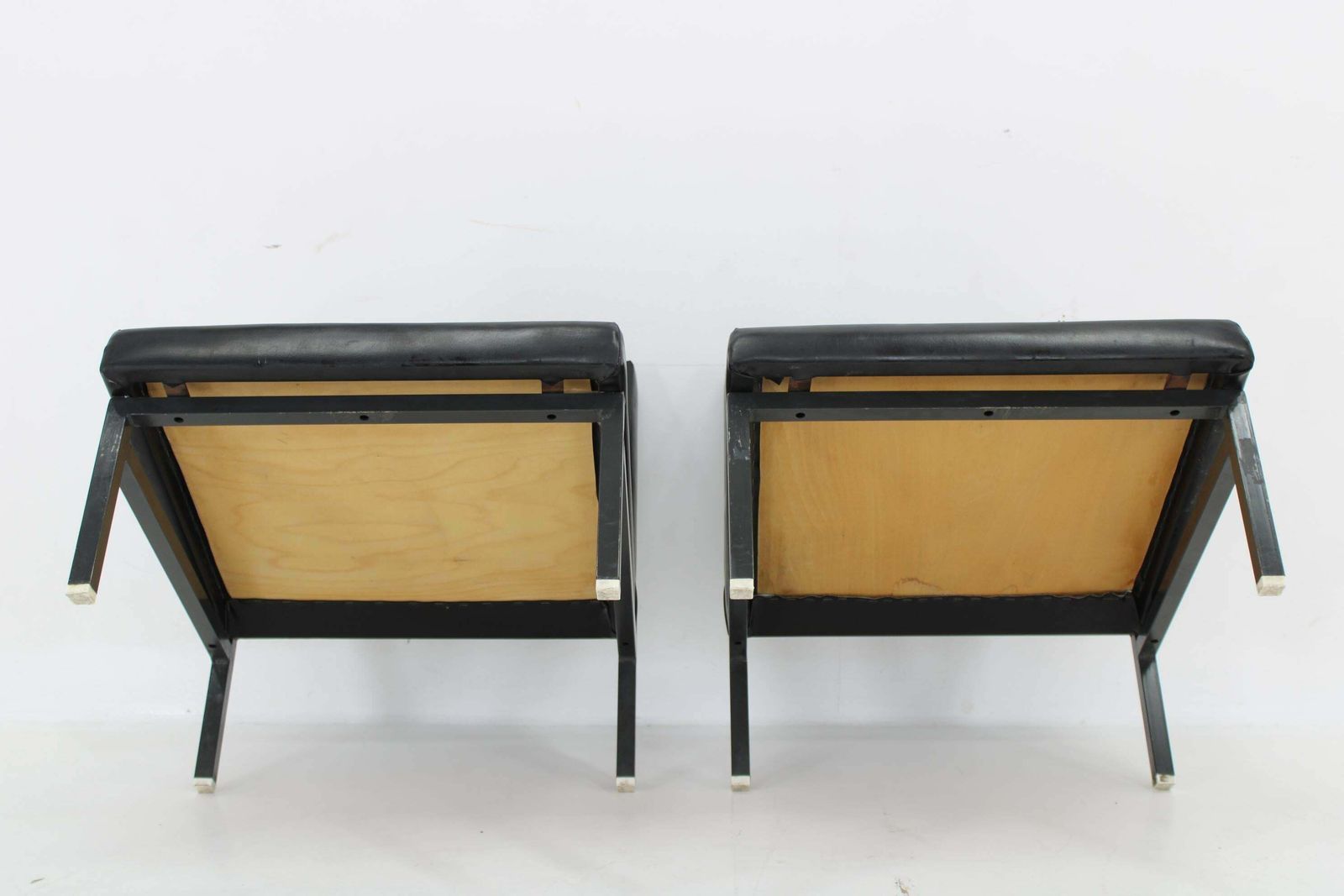 Furniture 1970s Pair Of Leatherette Lounge Chairs Czechoslovakia photo