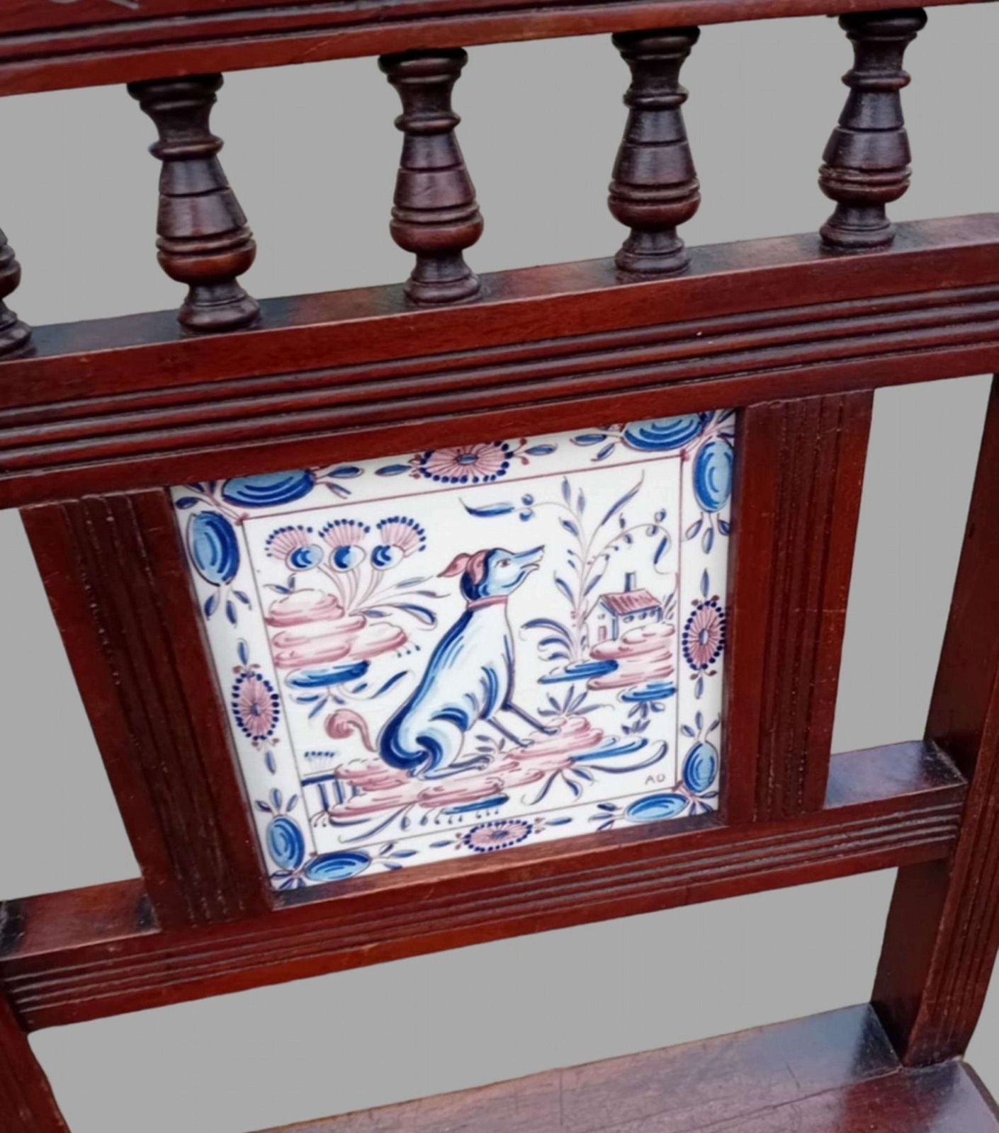 An Attractive Mahogany Tiled Back Hall Chair photo for sale