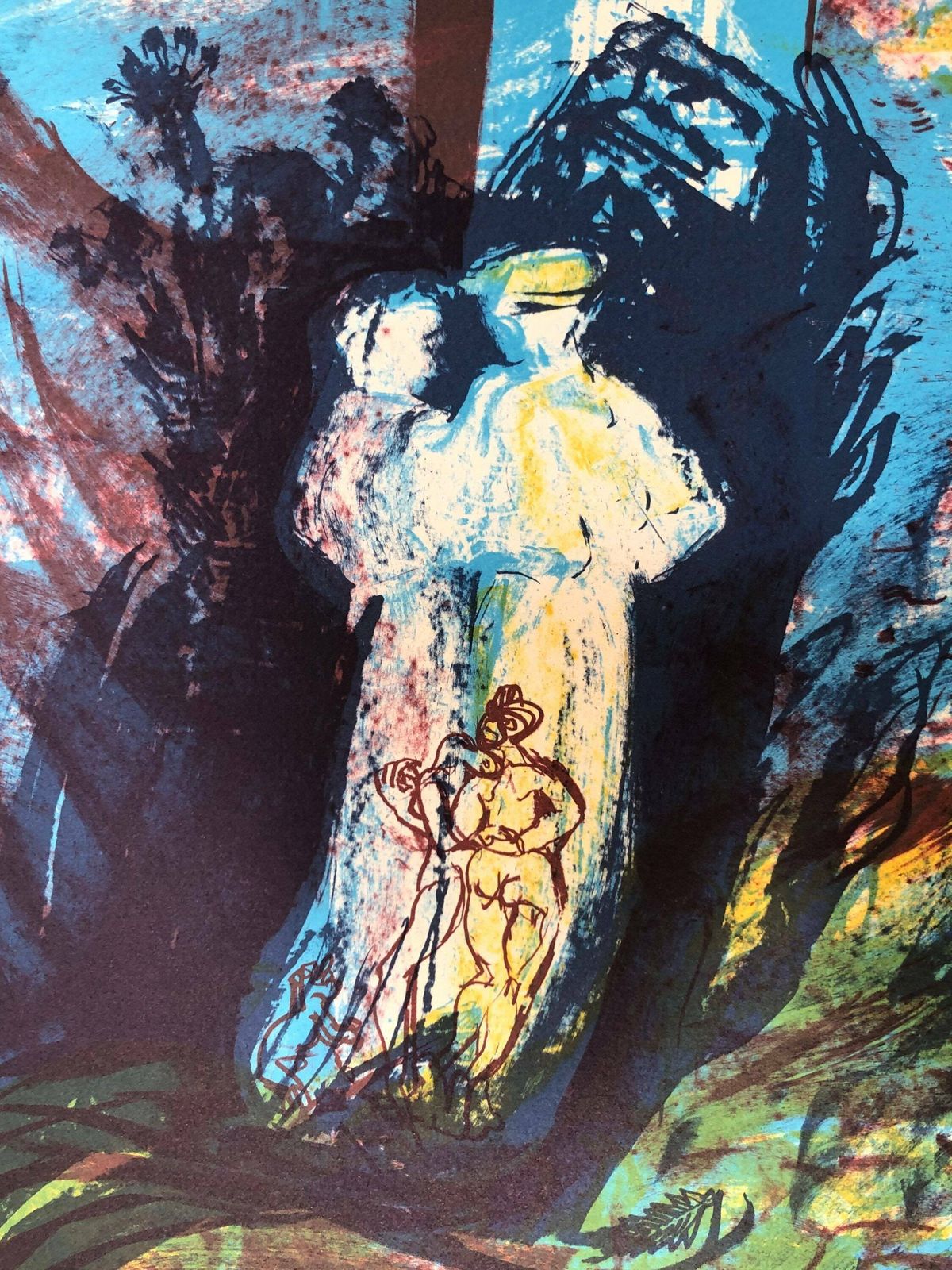 Ole Sporring (1941 2019) Vintage Original Lithograph   Abstract Expressionist Art By Renowned Artist From Denmark photo furniture