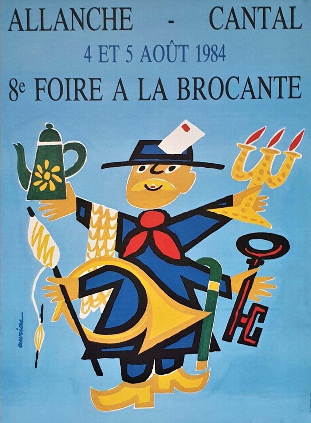 Auriac   Allanche Cantal Fair 1984 Original Vintage Poster