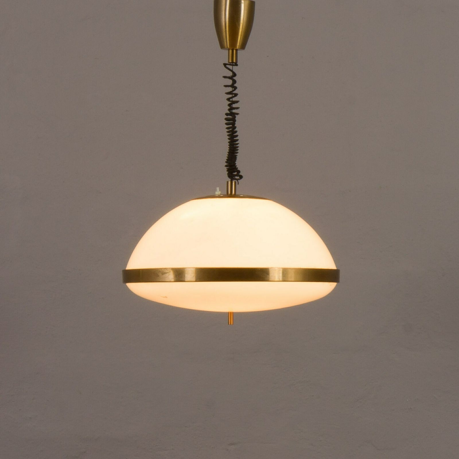 Brass And Acrylic Italian Mid Century Pendant Lamp, 1970s
