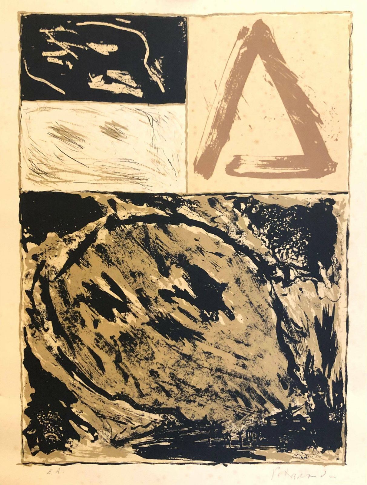 Peter Brandes (1944 ) Vintage Original Lithograph   Abstract Expressionist Art By Renowned Artist From Denmark photo furniture