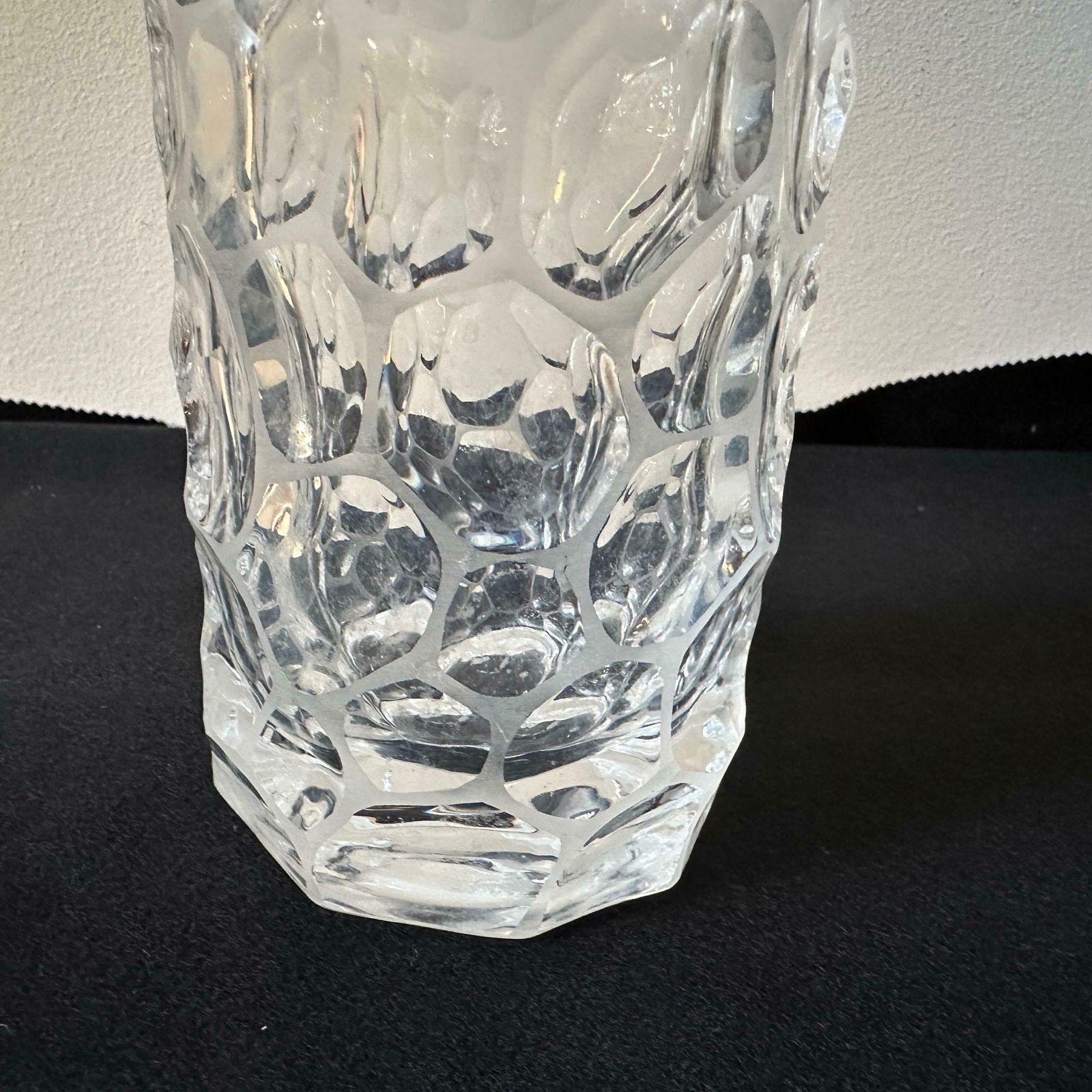 photo furniture 1970s Modernist Hammered Clear Glass Italian Cylindrical Vase
