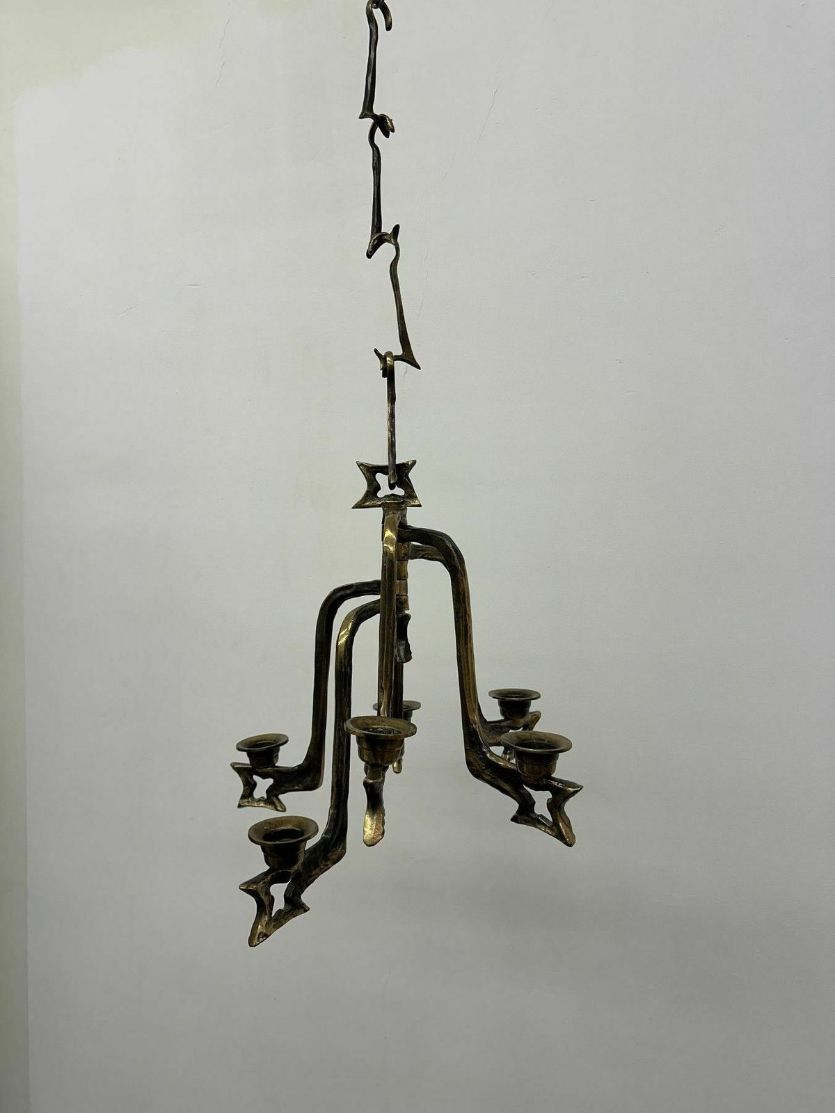 Grote Brutalistische Bronzen Hangende Kandelaar, Jaren 1970 photo for sale