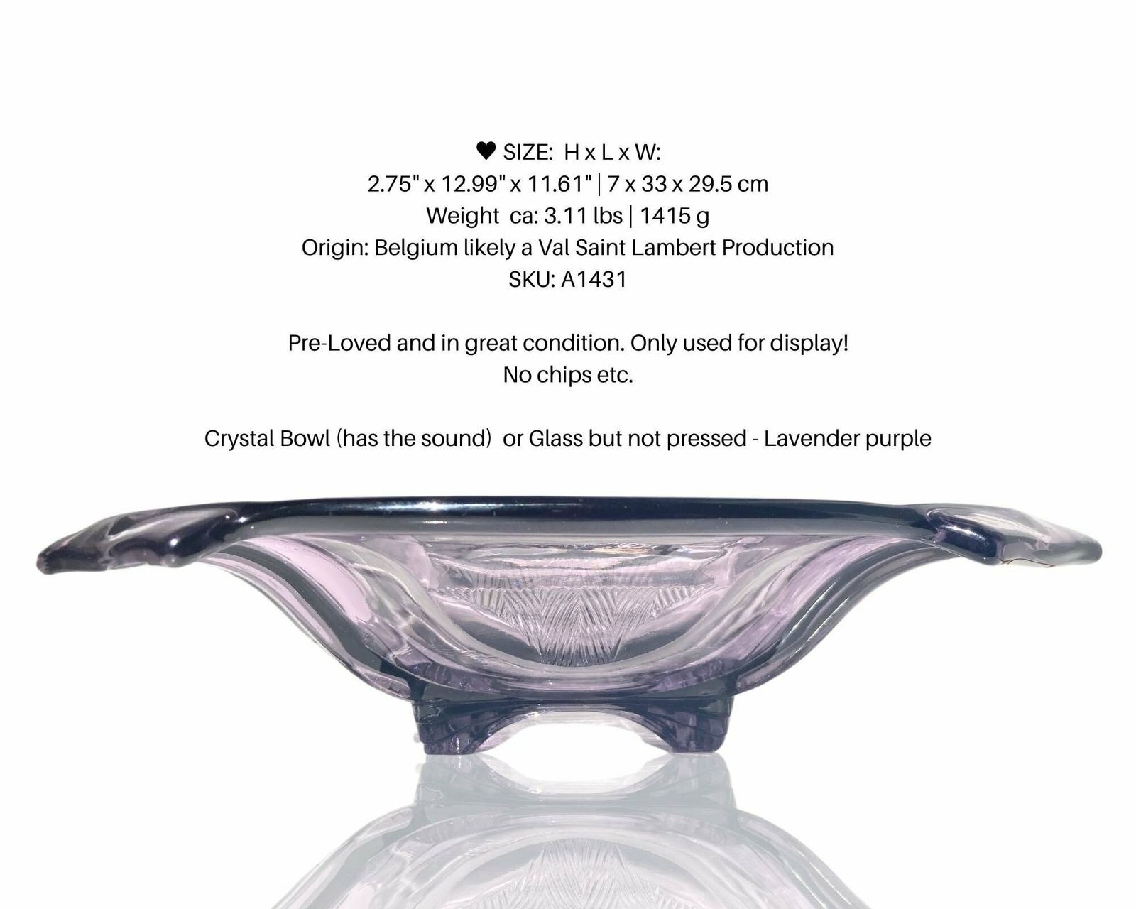 Large Lavender Bowl | Belgium Antique Purple Fruit Dish | 12.99" (33cm) photo Home Decor