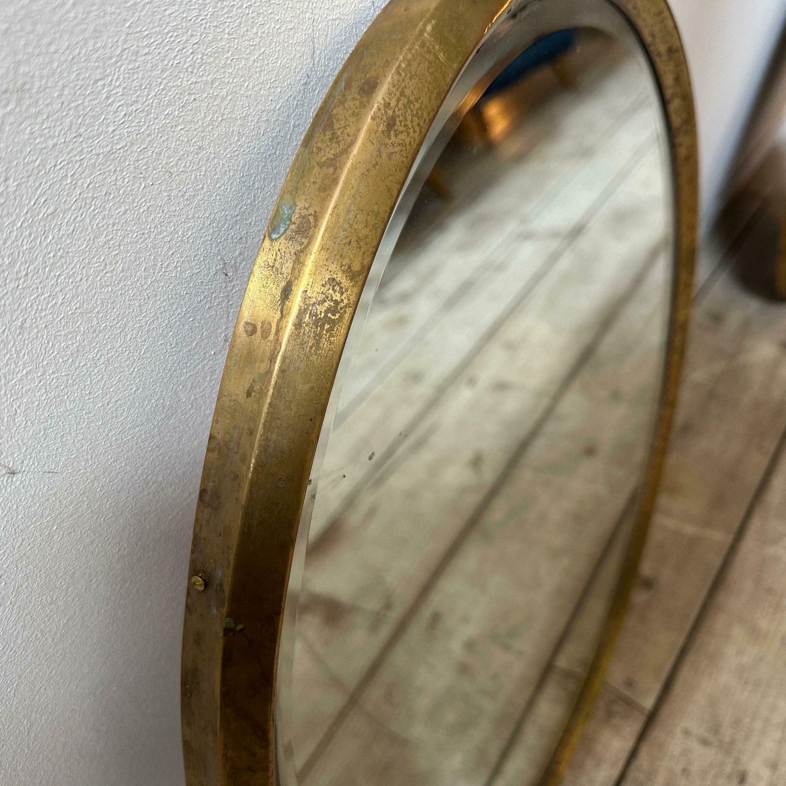 1960s Gio Ponti Style Mid Century Modern Brass Italian Oval Wall Mirror photo Home Decor