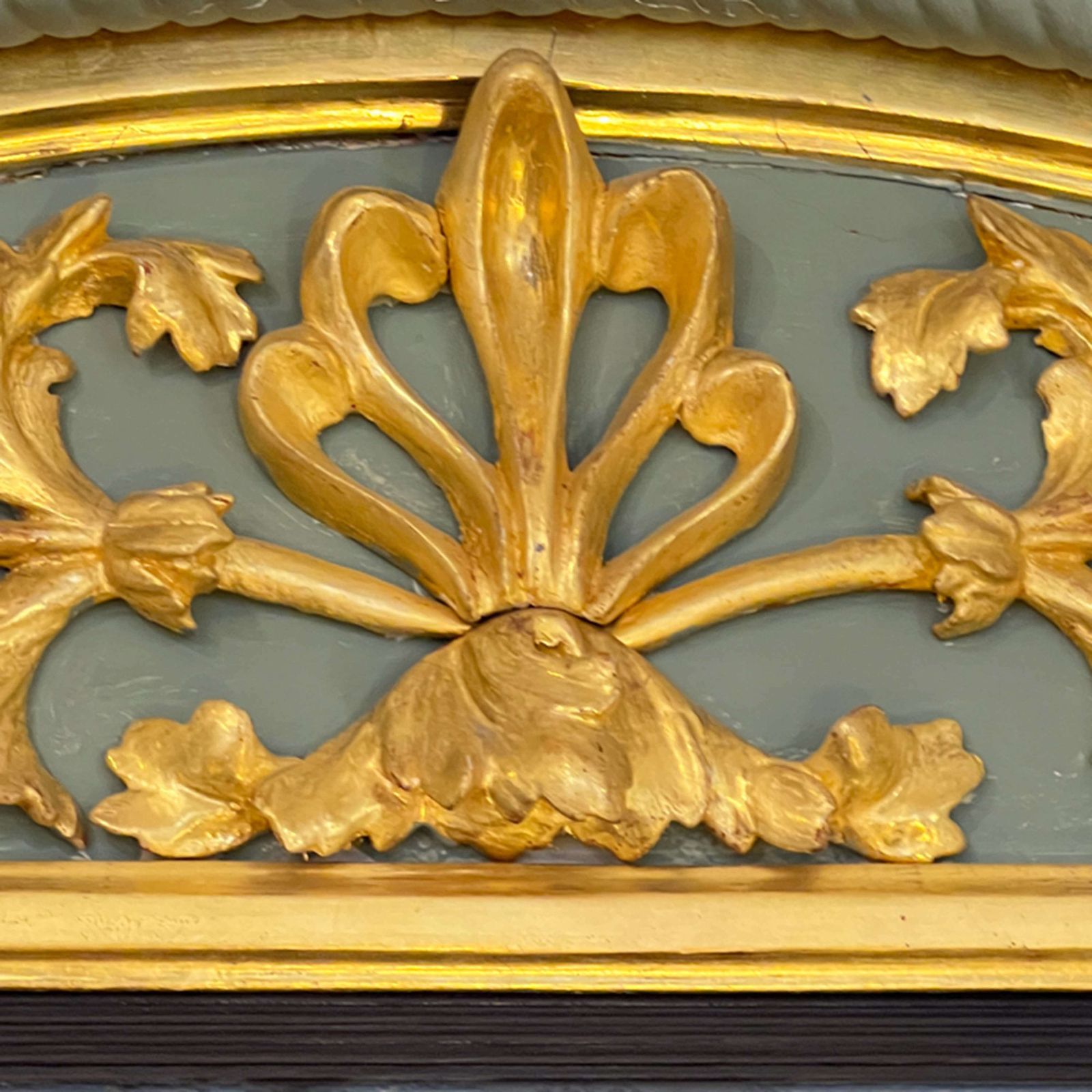 Swedish 19th Century Giltwood Mirror With Refreshed Green Paint photo furniture