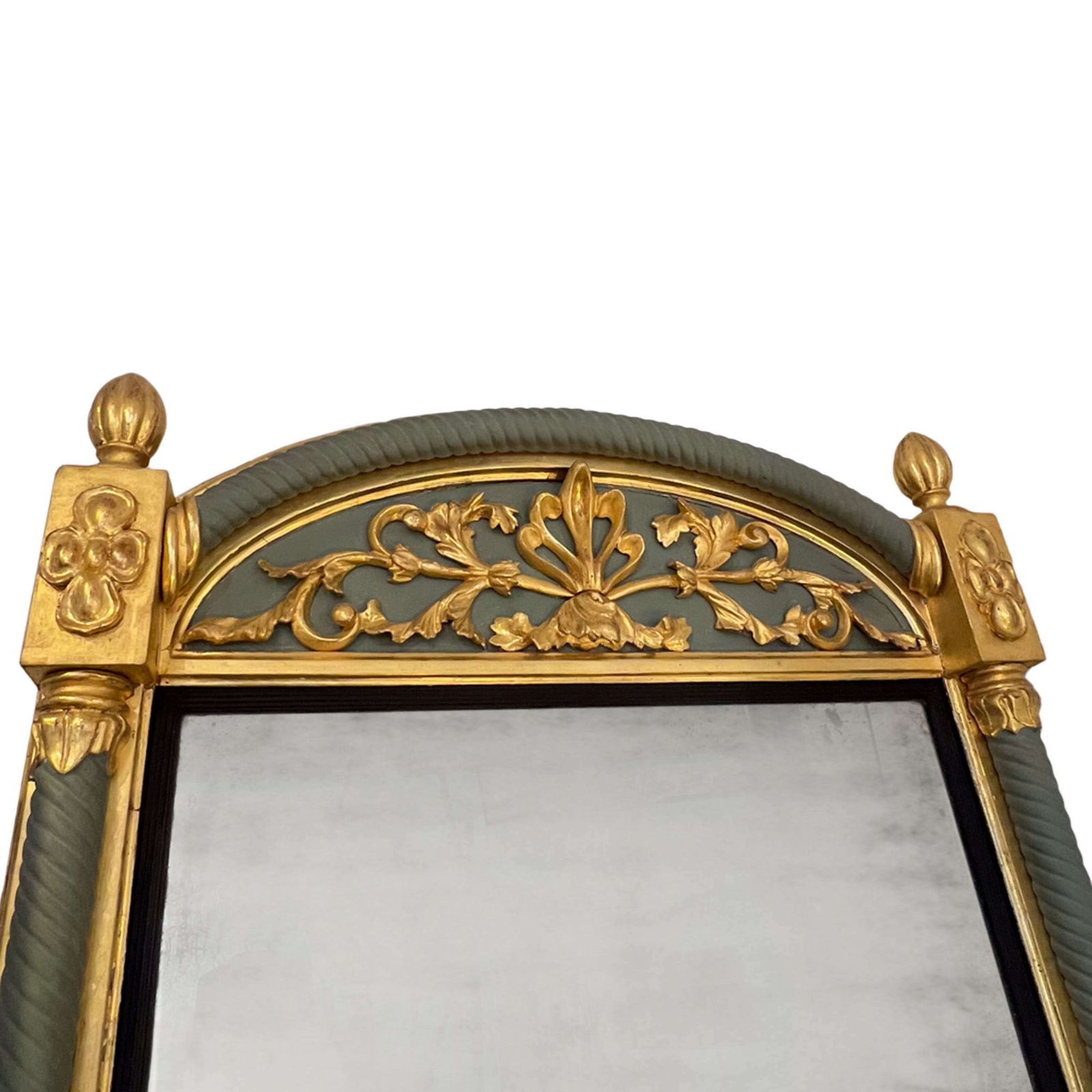 Swedish 19th Century Giltwood Mirror With Refreshed Green Paint photo for sale