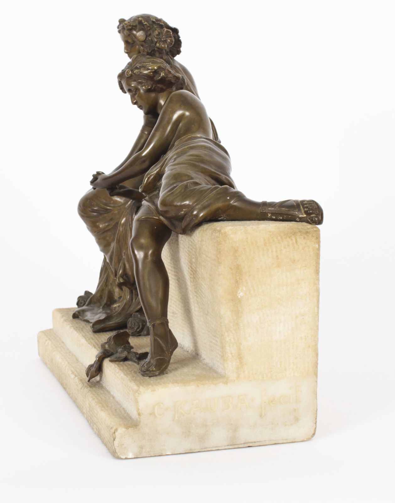 photo furniture Antique Bronze Marble Sculpure By Carl Kauba Circa 1890
