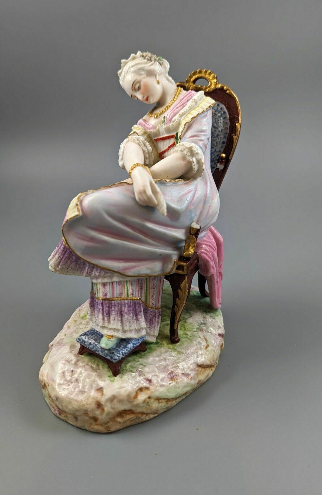 A 19th Century Vion Et Baury Paris Biscuit Porcelain Figurine Of A Lady Sleeping