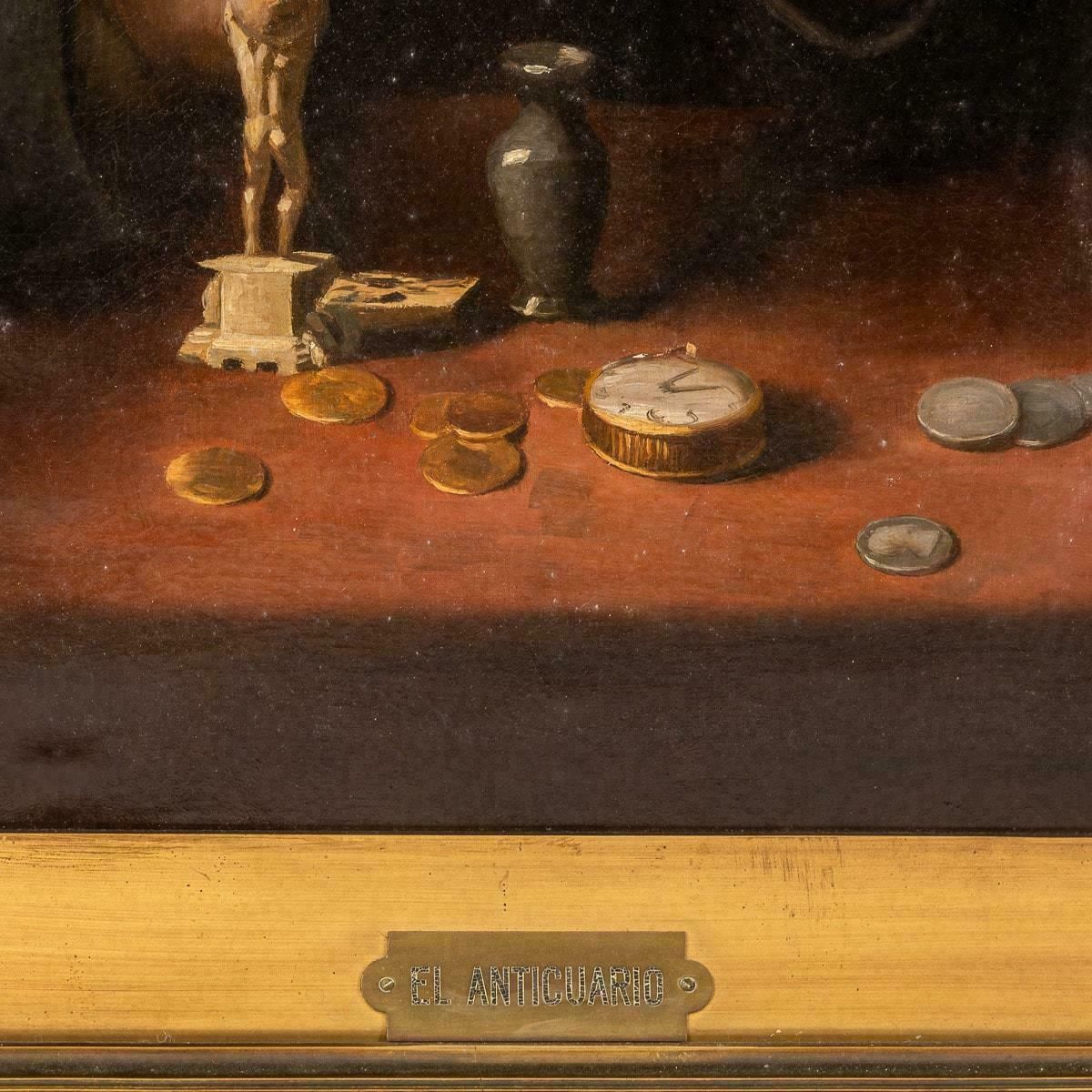 photo vintage Oil On Canvas Painting Of An Antiques Dealer, Stamped P. Aprin