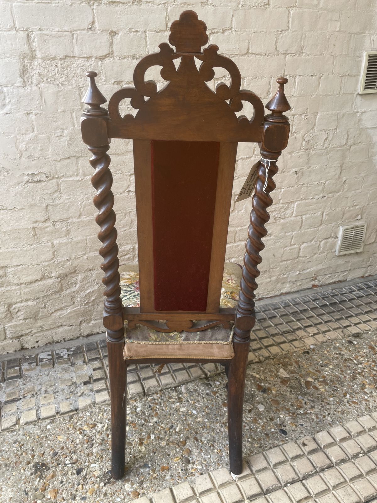 365.0 19th Mahogany Hall Chair With Embroidered  Upholstery photo