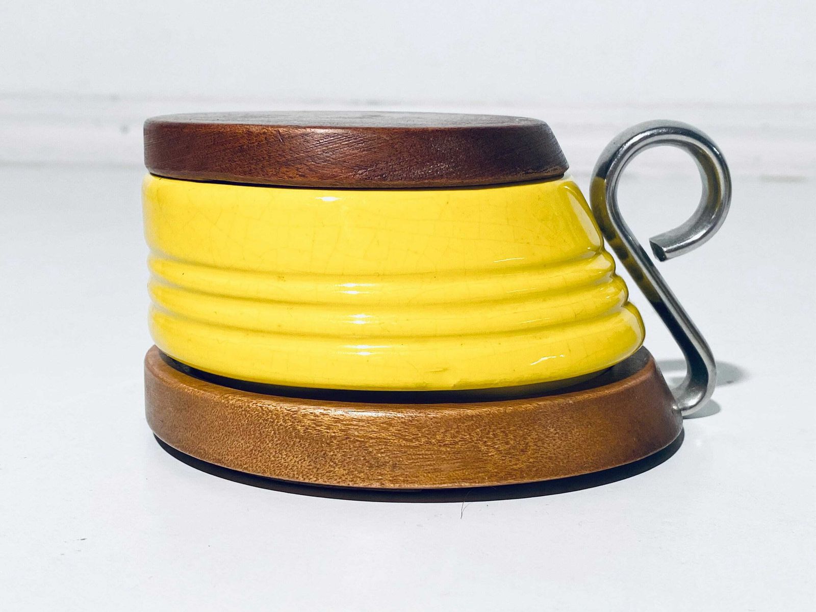 Alvar Aalto Artek Ceramic Salt & Pepper Shakers With Wooden Base / Vintage Mid Century Decor / Finland photo 268.0
