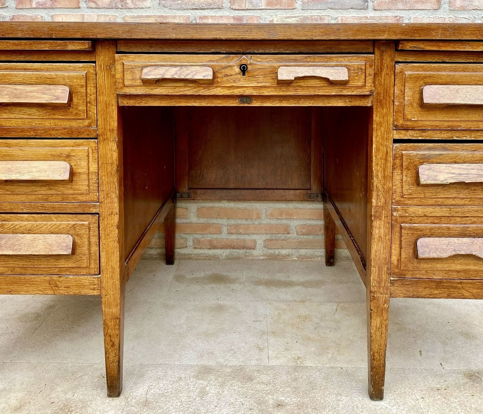Vintage Oak Desk With Seven Drawers, 1940s photo buy