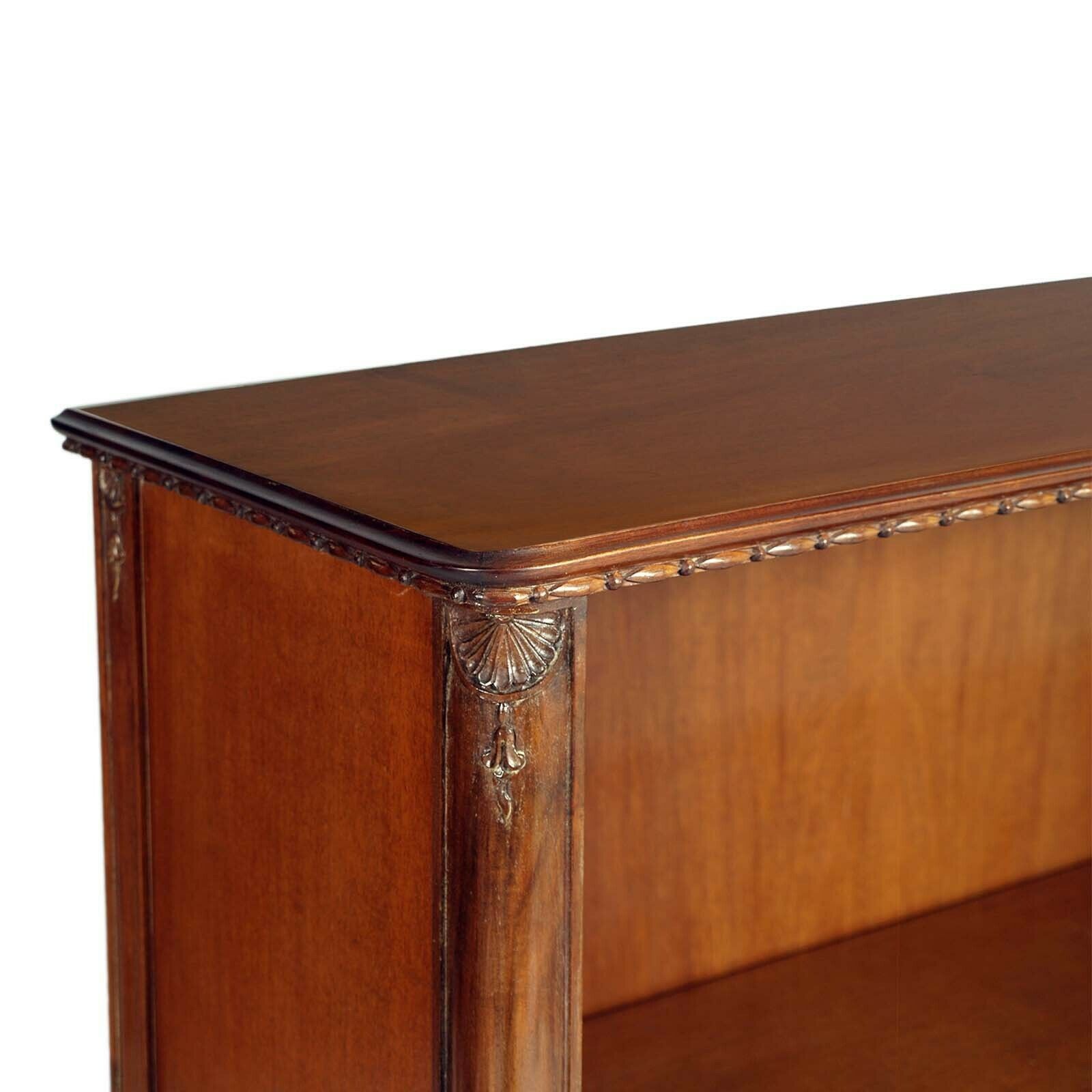1930s Open Bookcase In Neoclassical Carved Mahogany, By Bassano's Ebanistery photo for sale