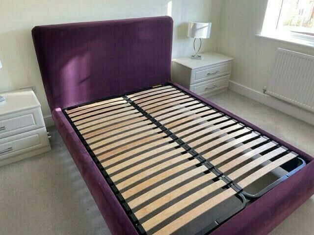 Loaf King Size 'Cookie' Bed In 'Drenched Damsons (Purple) Luxurious Clever Velvet photo for sale