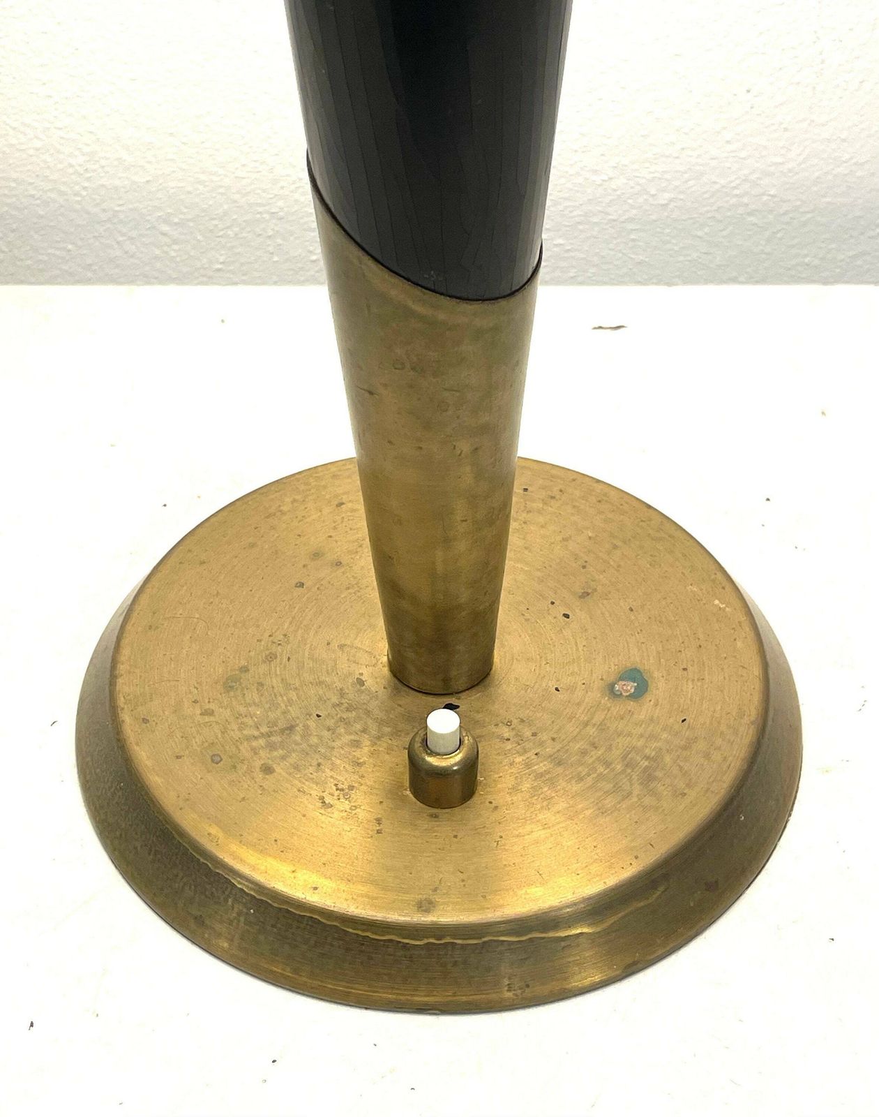 Danish Vintage Elegant 1930s Art Deco Table Lamp With Brass And Wooden Base And Gorgeous White Pleated Shade With Lace Ribbons photo for sale