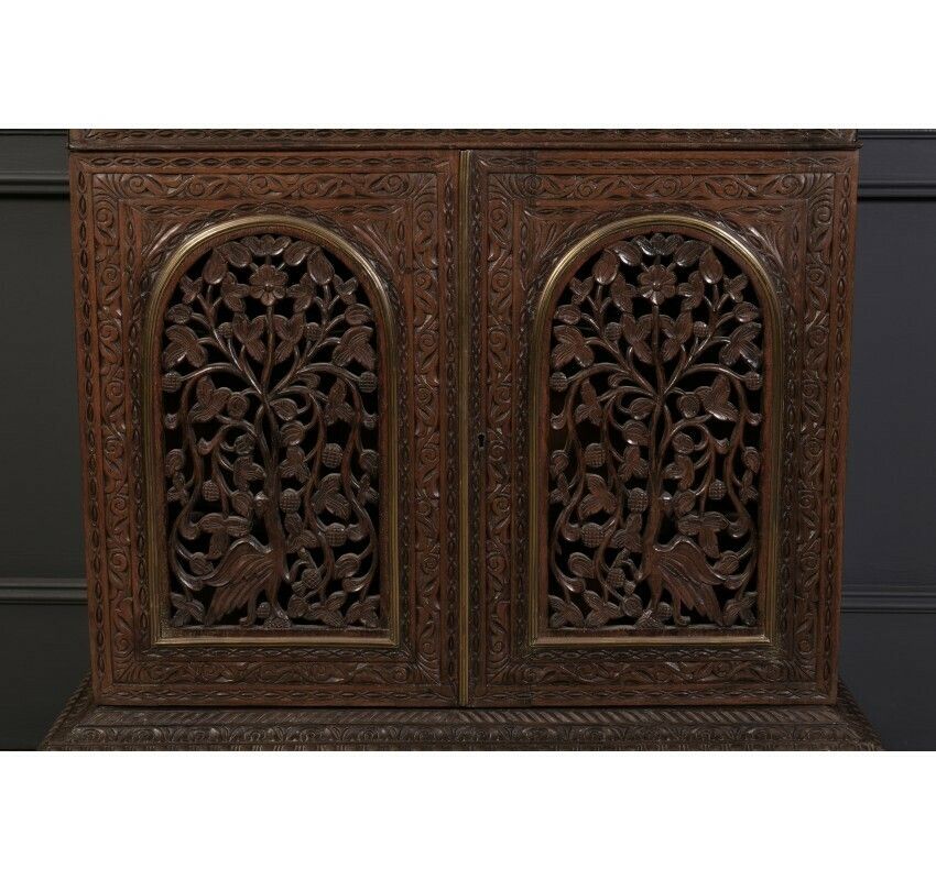Anglo Indian Padauk Wood Carved Side Cabinet photo Furniture