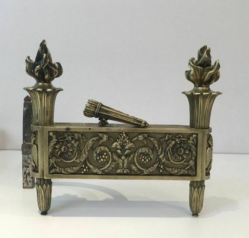Pair Of Empire Period Bronze Andirons photo Home Fixtures