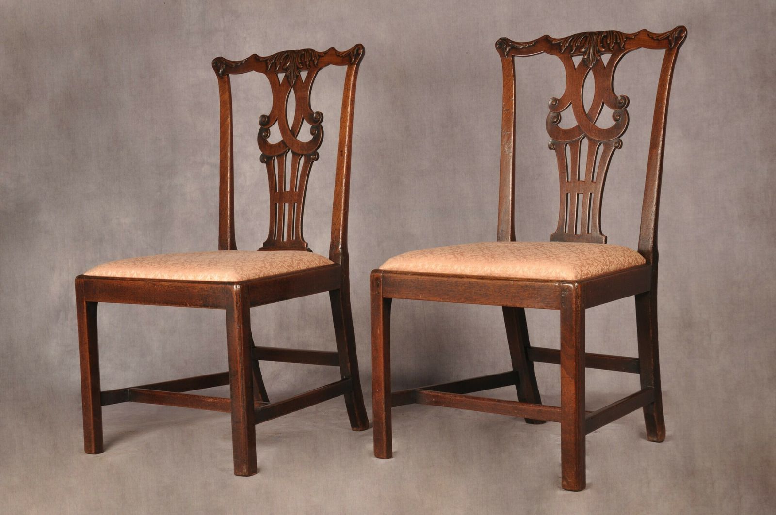 Fine Pair Of 18th Century Mahogany Chippendale Chairs photo vintage