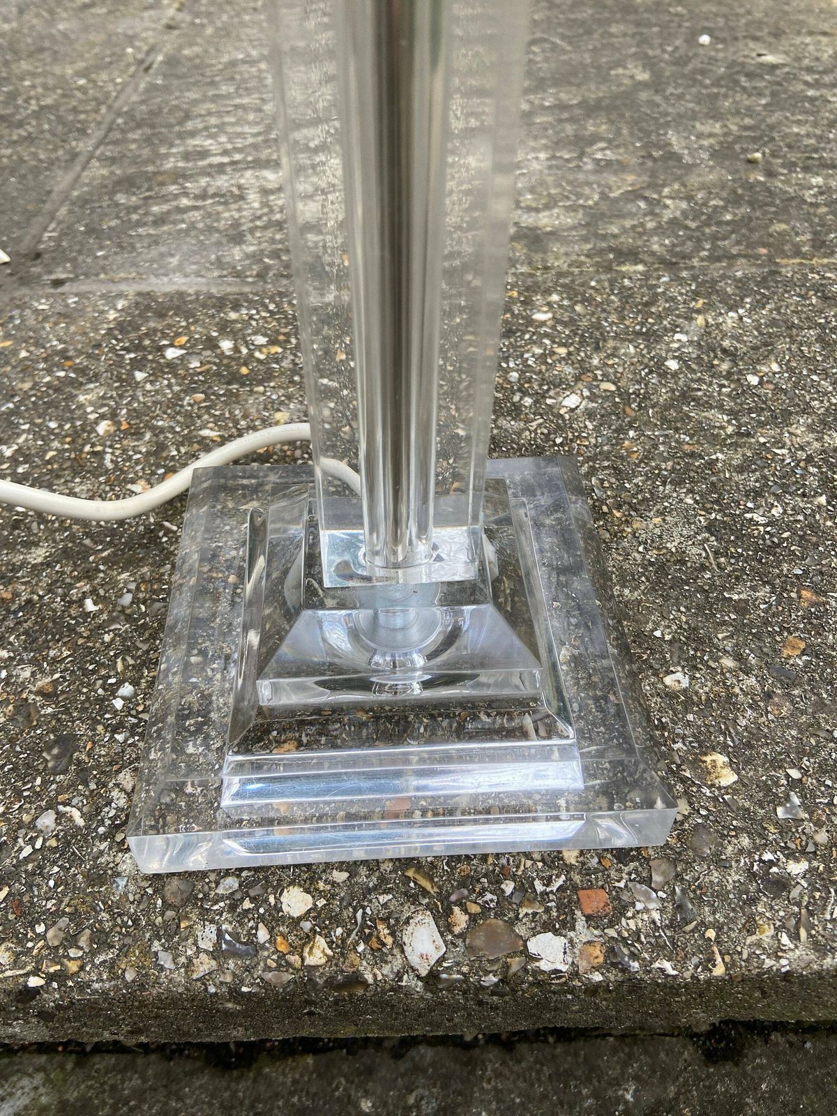 Vintage Geometric Cubic Perspex Lamp With New Shade   Working Condition photo furniture