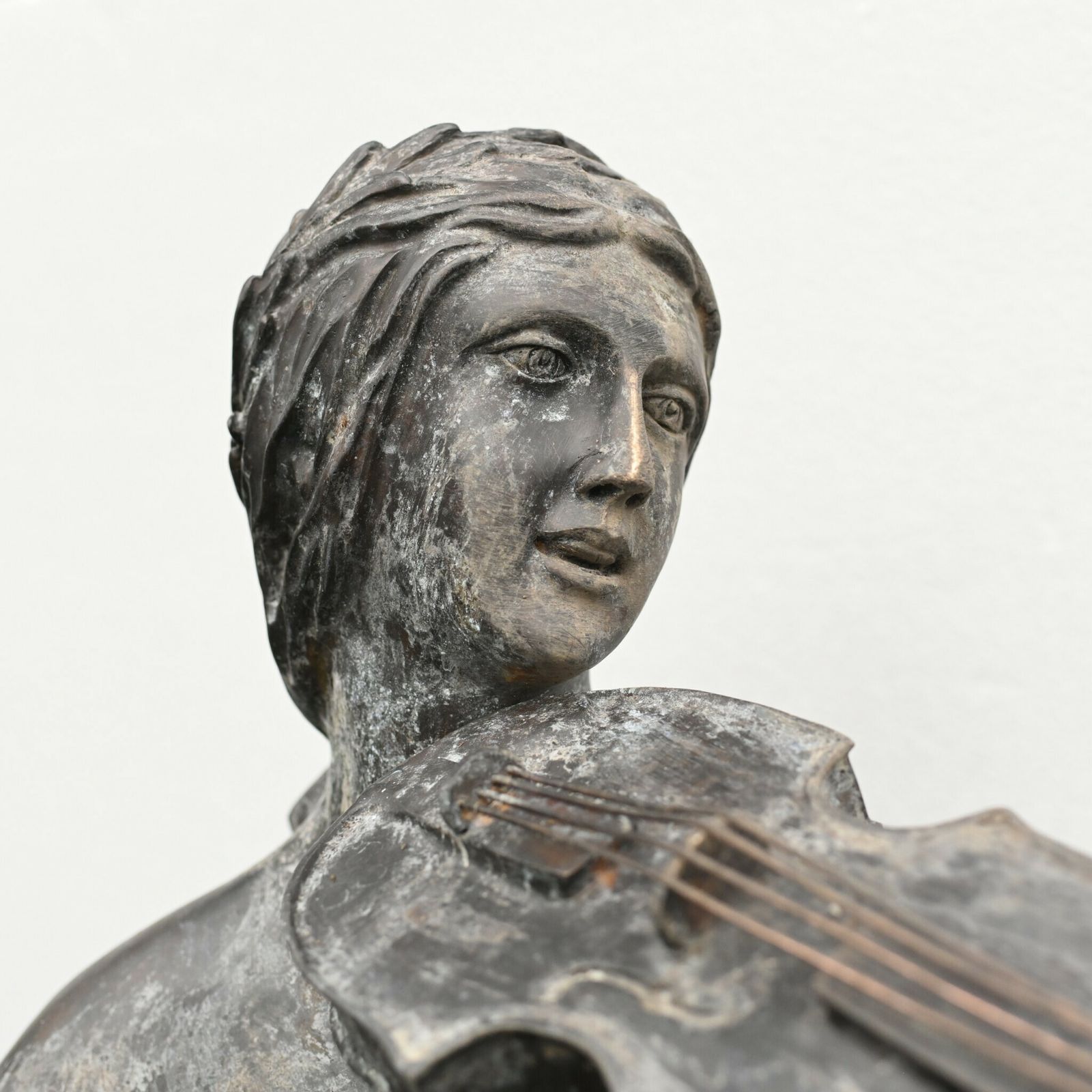 Bronze Female Violinist Statue Roman Maiden Garden Art Violinist photo Garden Decor