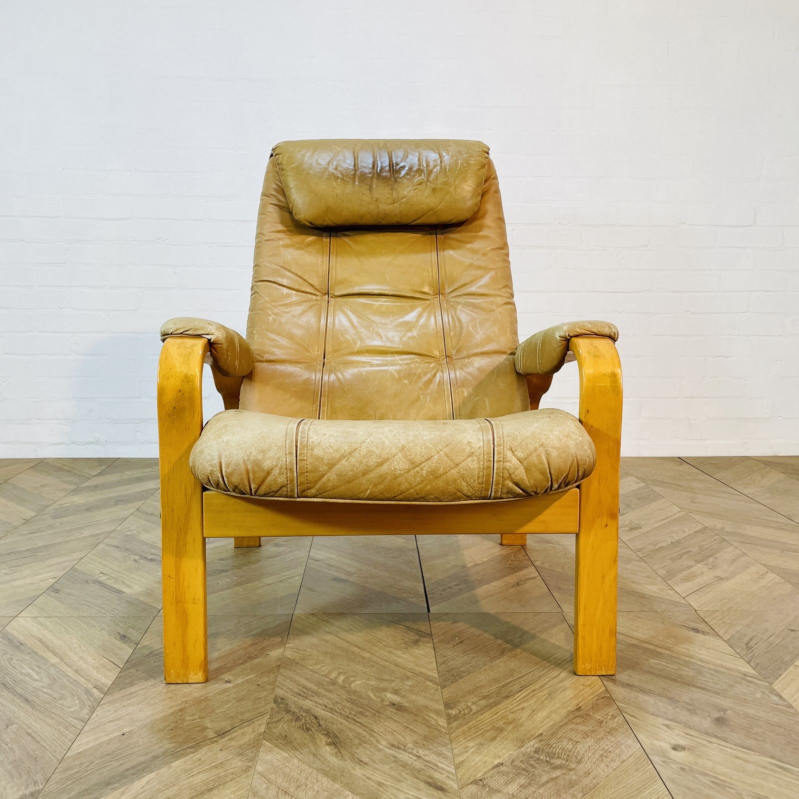 Mid Century Leather Lounge Armchair By Skoghaug Industries, 1970s photo furniture