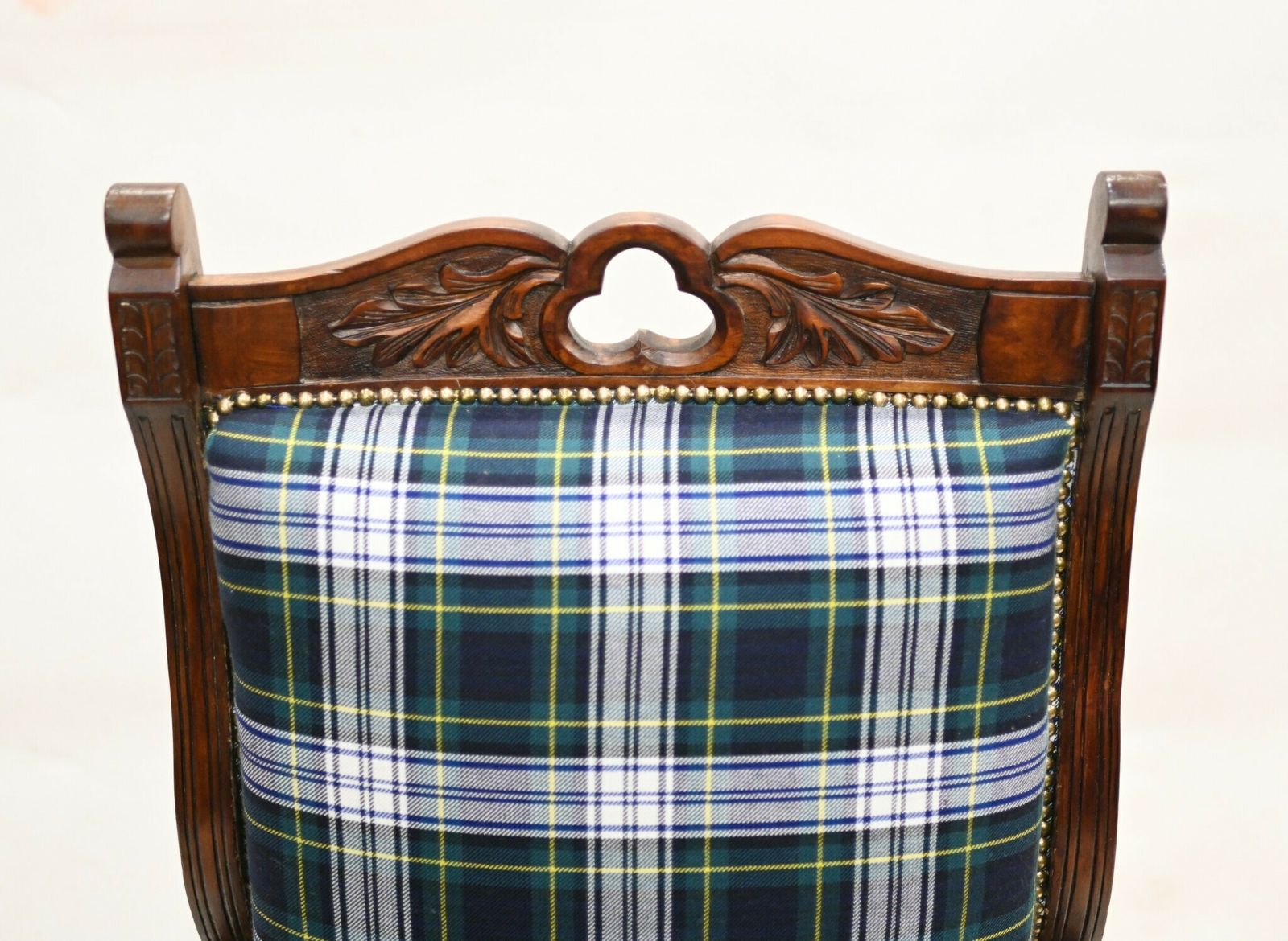 Edwardian Arm Chair Lounge Seat Tartan Print photo Furniture
