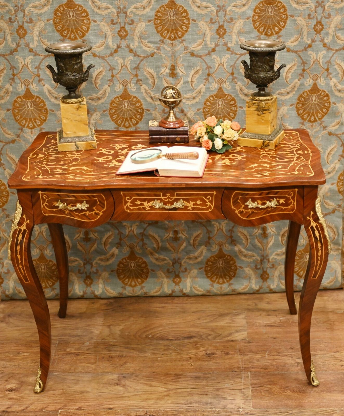French Writing Desk Louis XVI Bureau Plat Inlay