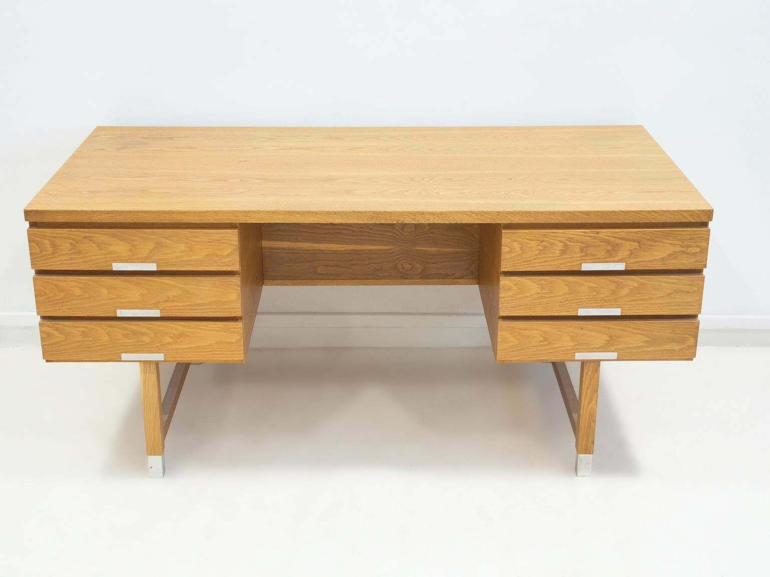 Oak Writing Desk With Aluminum Details Attributed To Kai Kristiansen photo for sale