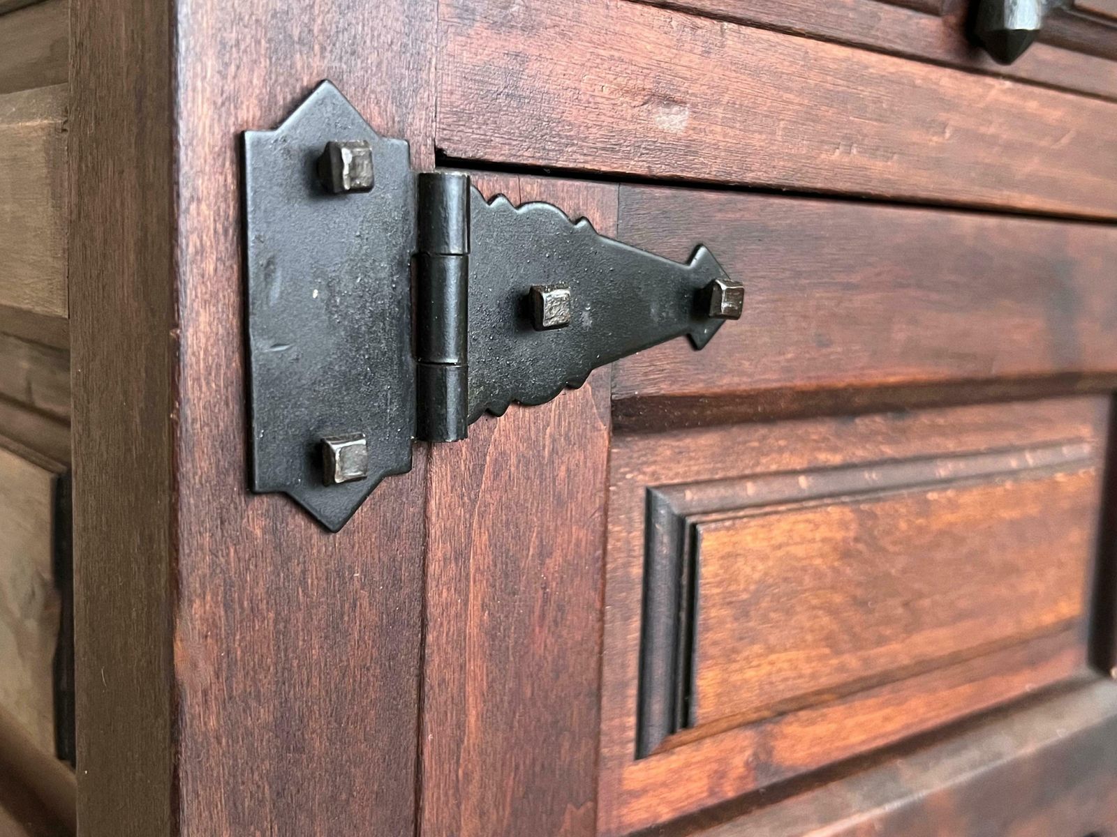 photo furniture 19th Spanish Baroque Carved Walnut Narrow Two Drawer Credenza Or Buffet
