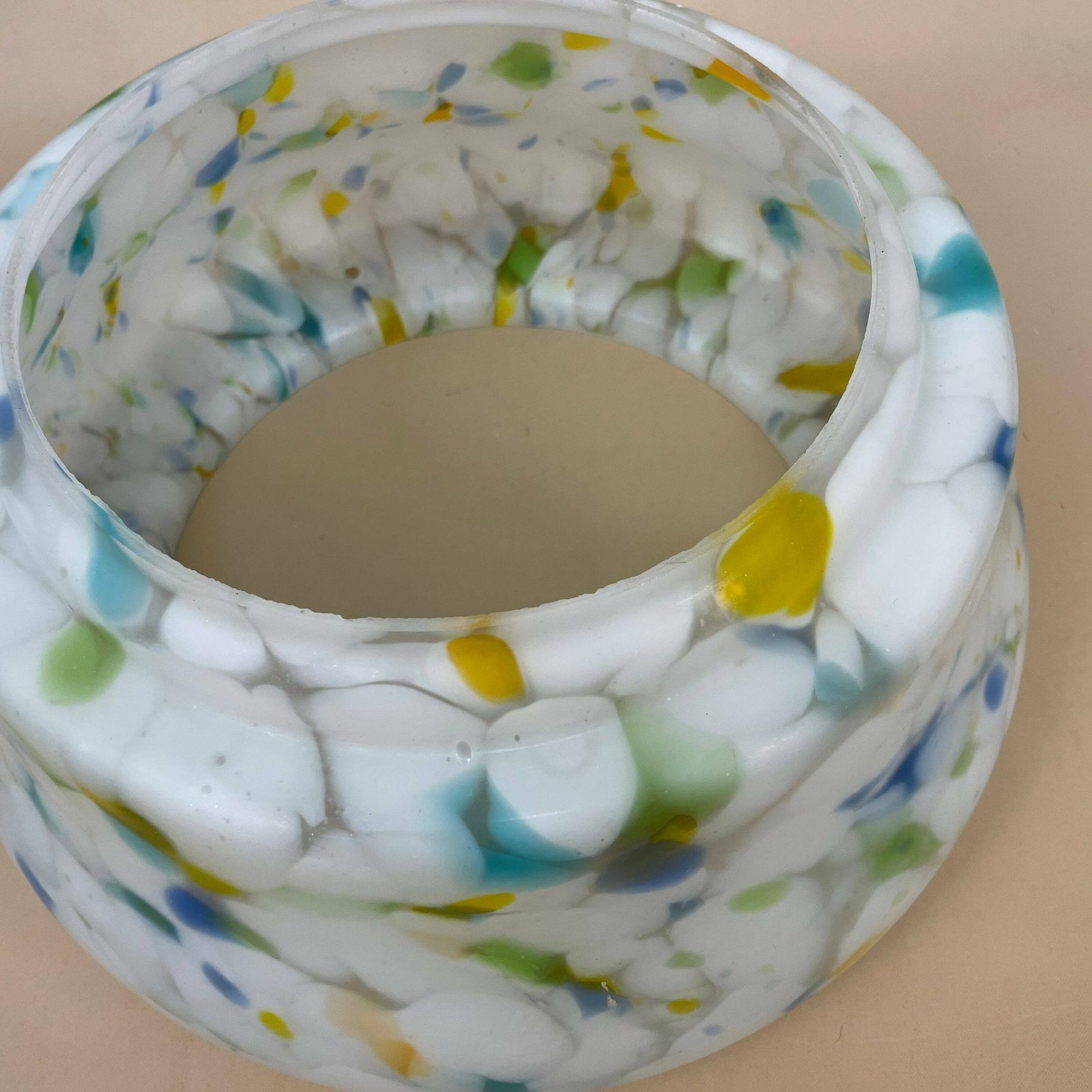 Glass Ceiling Lamp Shade White Speckled Lampshade Stain Glass Tiffany Style Lightshade Light Patterned Frosted Milky Pendant Art Deco photo vintage