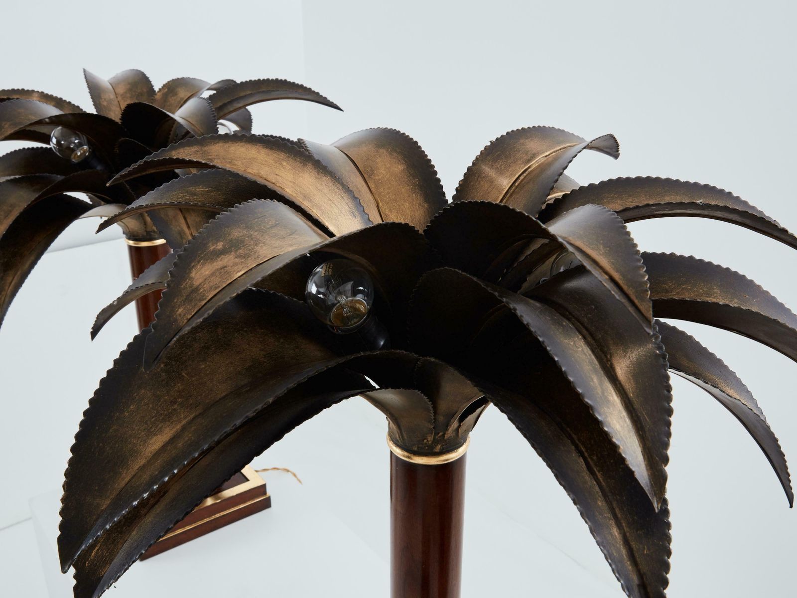photo furniture Maison Jansen Early Palm Tree Lamps Mahogany Bronze 1960
