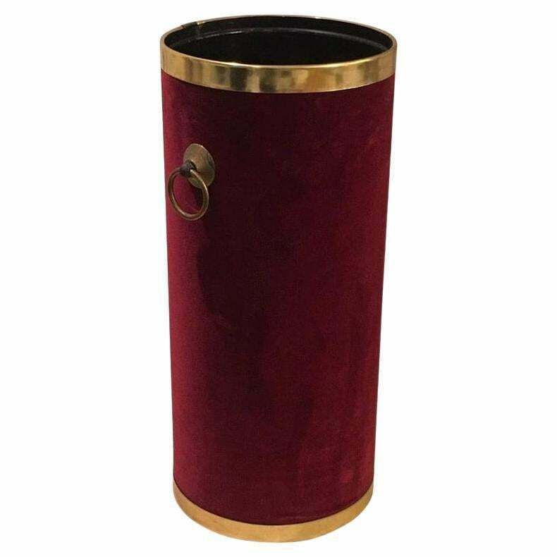 1950s Brass And Velvet Italian Umbrella Stand