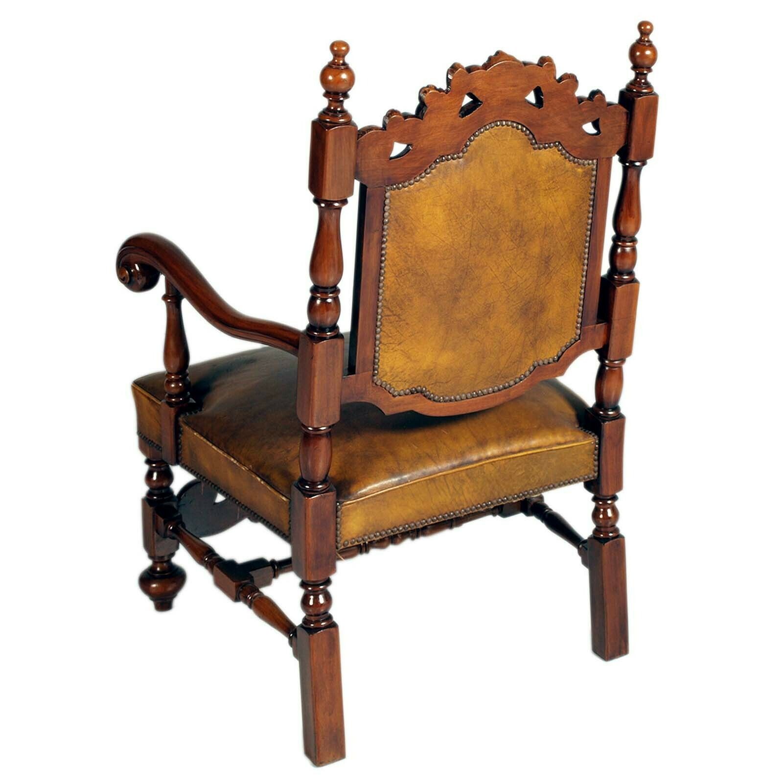 Venice 19th Century Throne Chair Attributed Testolini Frères Leather Upholster photo for sale