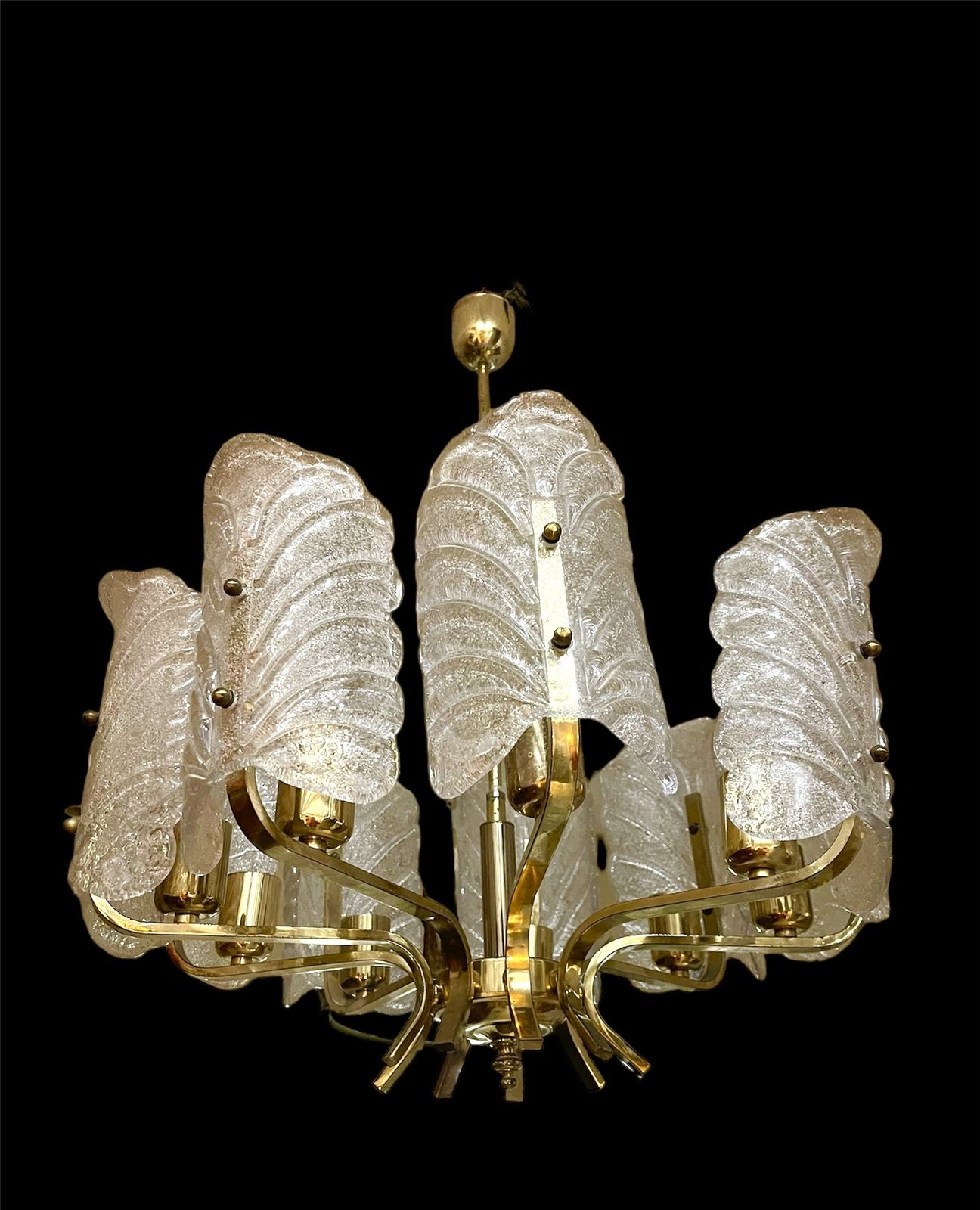 Carl Fagerlund By Orrifors Chandelier 9 Leaves Glass Murano photo Lighting
