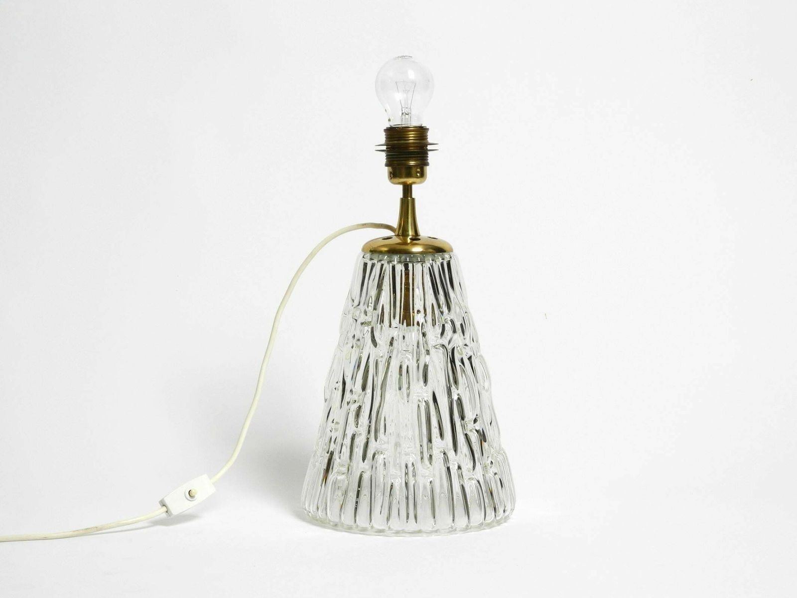 Heavy Large Mid Century Modern Glass Table Lamp By Rupert Nikoll Vienna Height photo vinterior