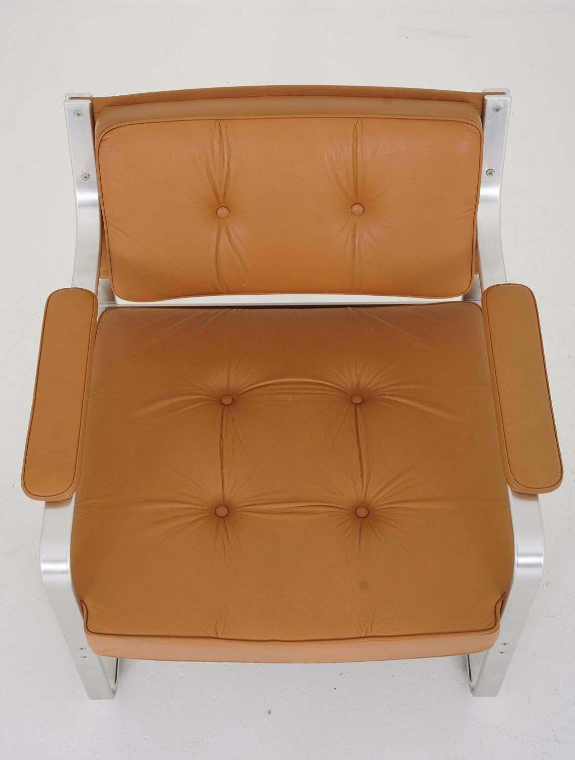 Swedish Leather And Aluminium Lounge Chairs "Mondo" By Karl Erik Ekselius photo buy