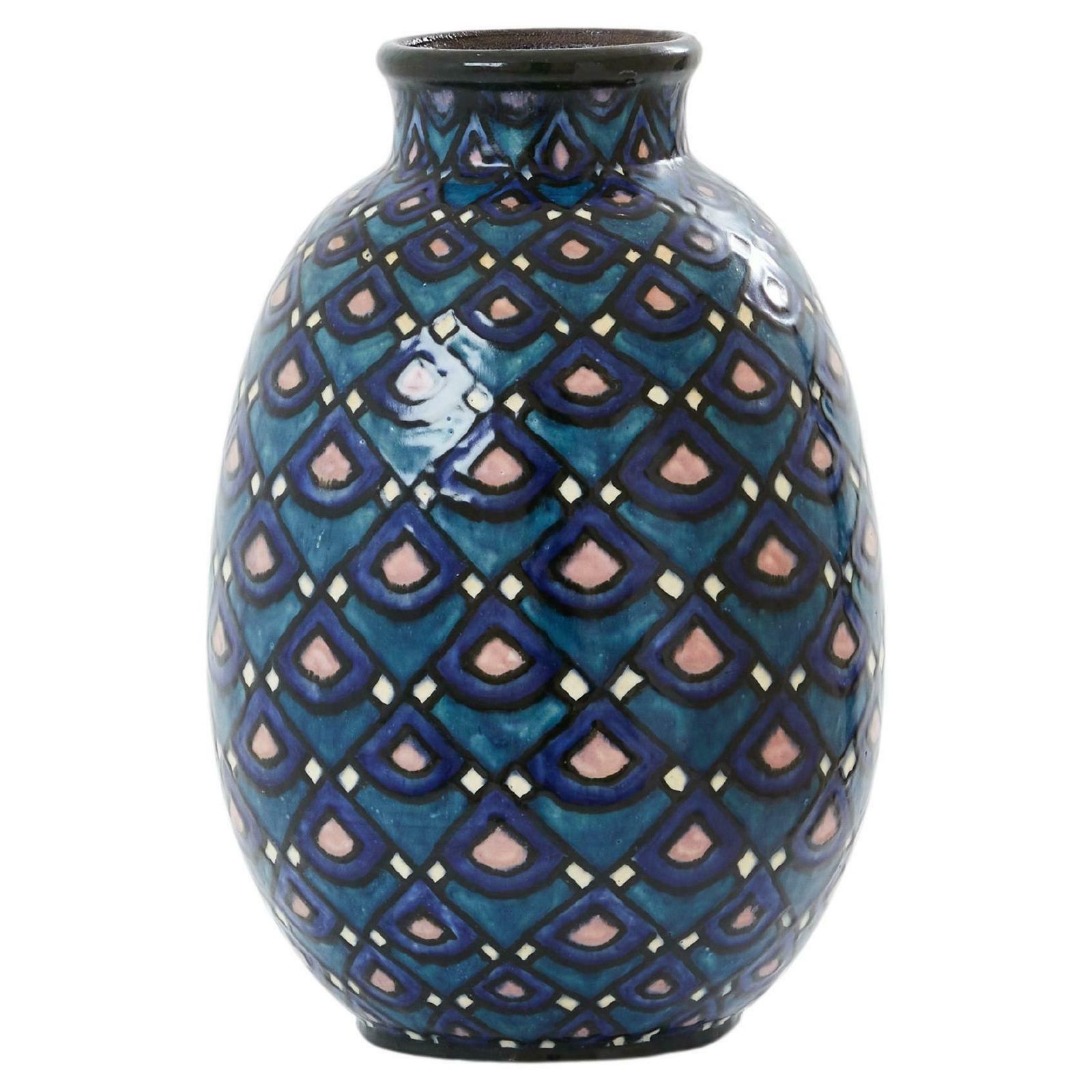 Paul Jacquet French Art Deco Enameled Ceramic Vase 1930 photo vinterior